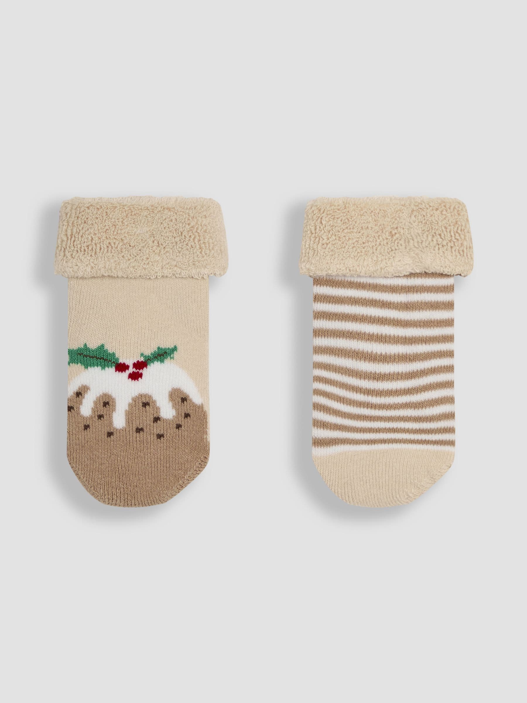 Natural Christmas Socks 2 Pack Newborn
