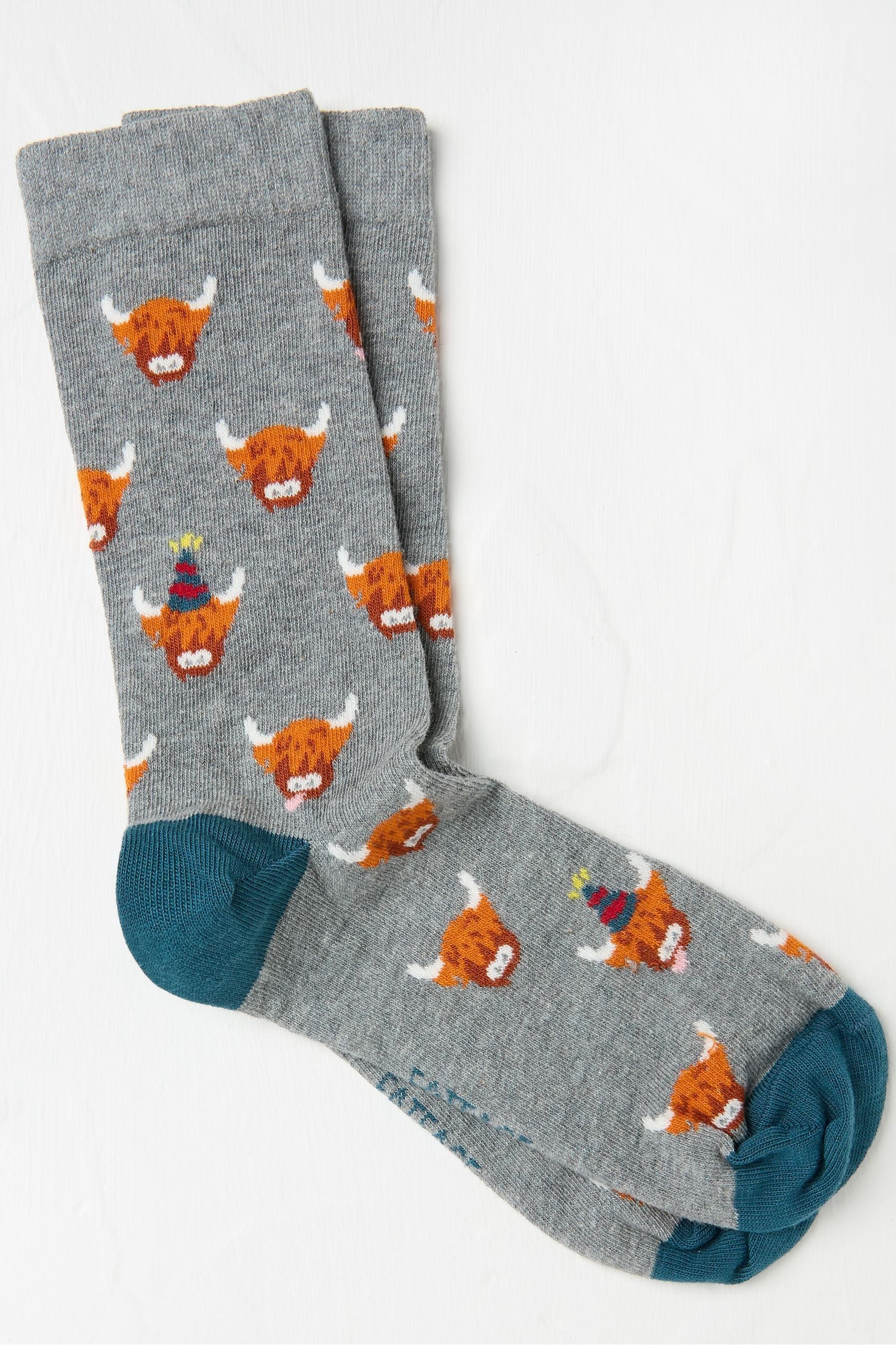 Fat Face - Grey Highland Cow Socks