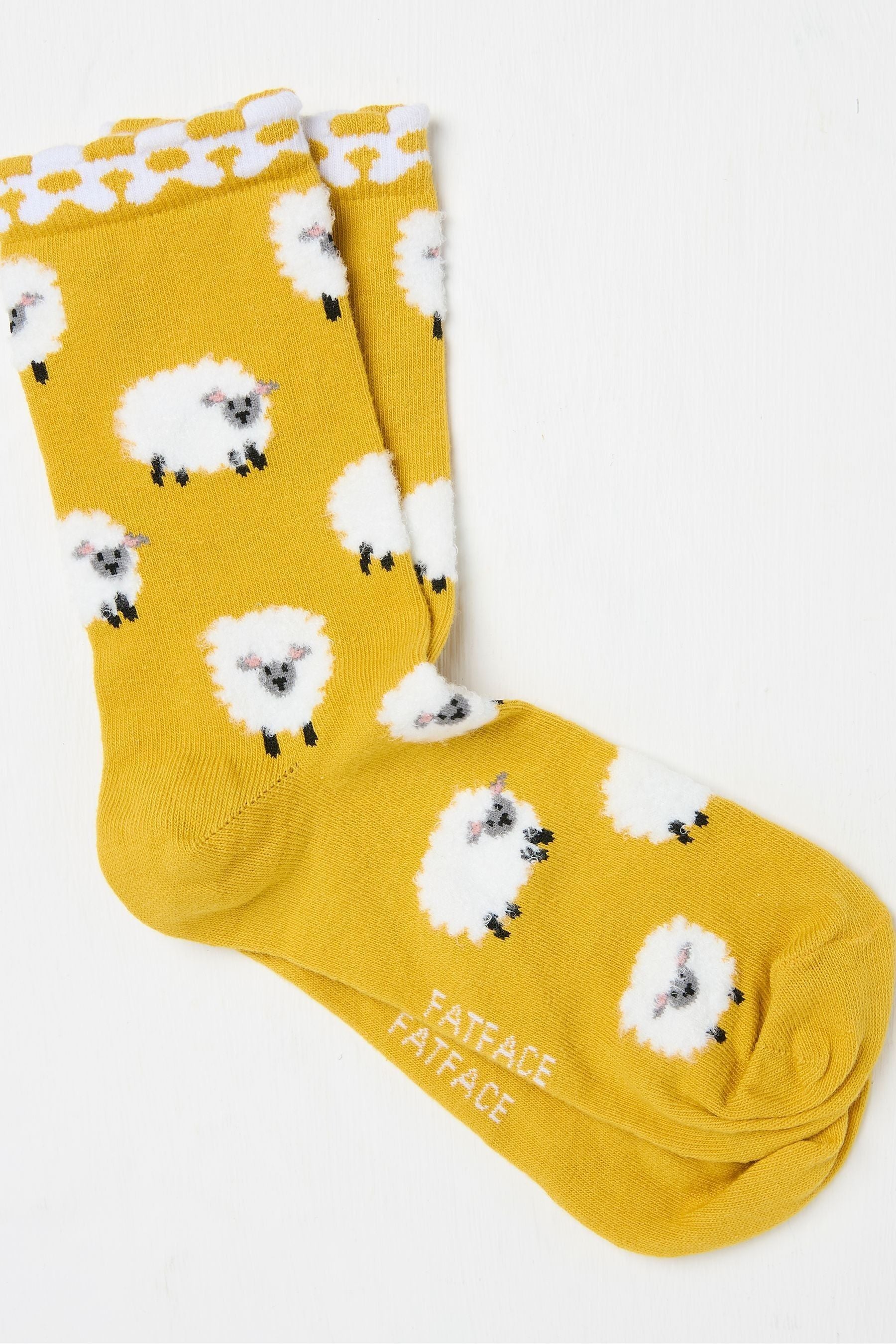 Fat Face - Yellow Fluffy Sheep Women's Socks