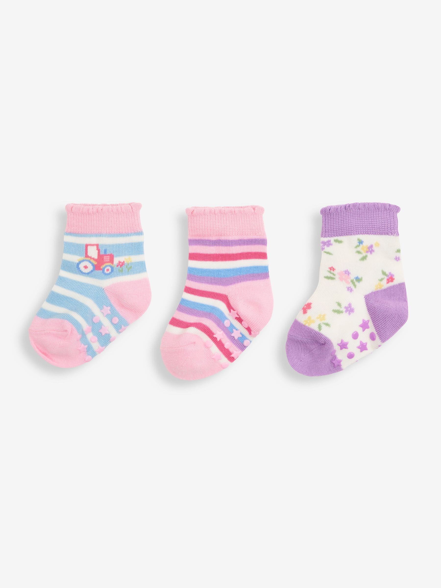 Multi Tractor Socks 3 Pack 2-4 Yrs