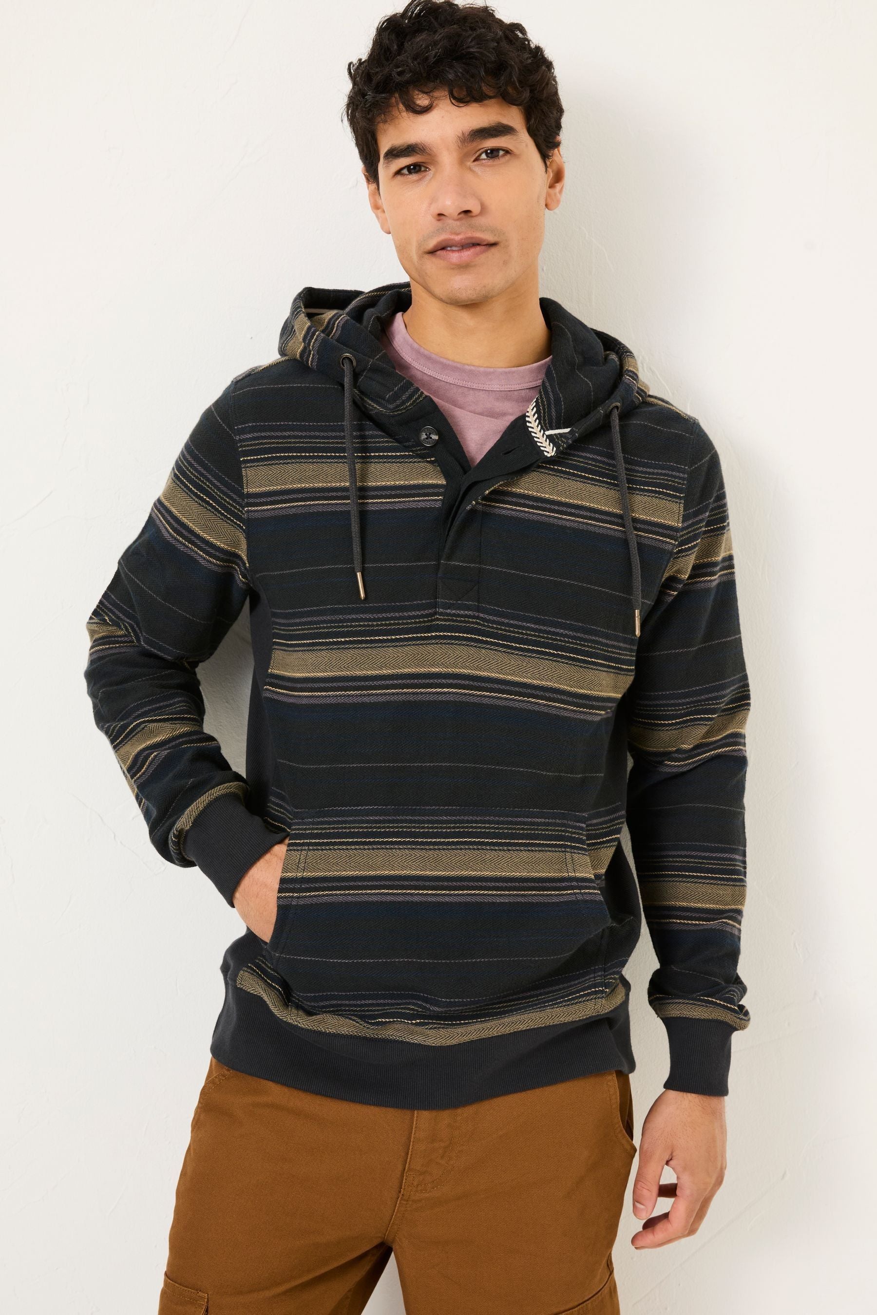 Fat Face - Trescowe Washed Black Over Head Hoodie