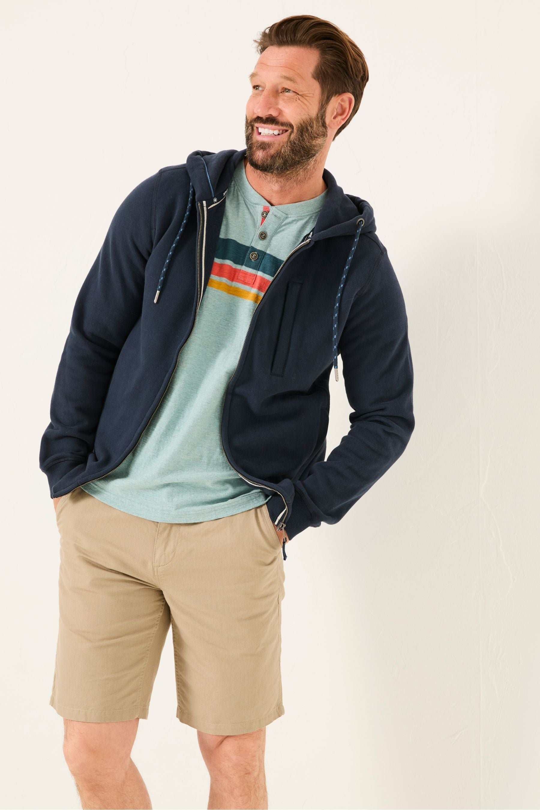 Fat Face - Navy Brooke Zip Through Hoodie