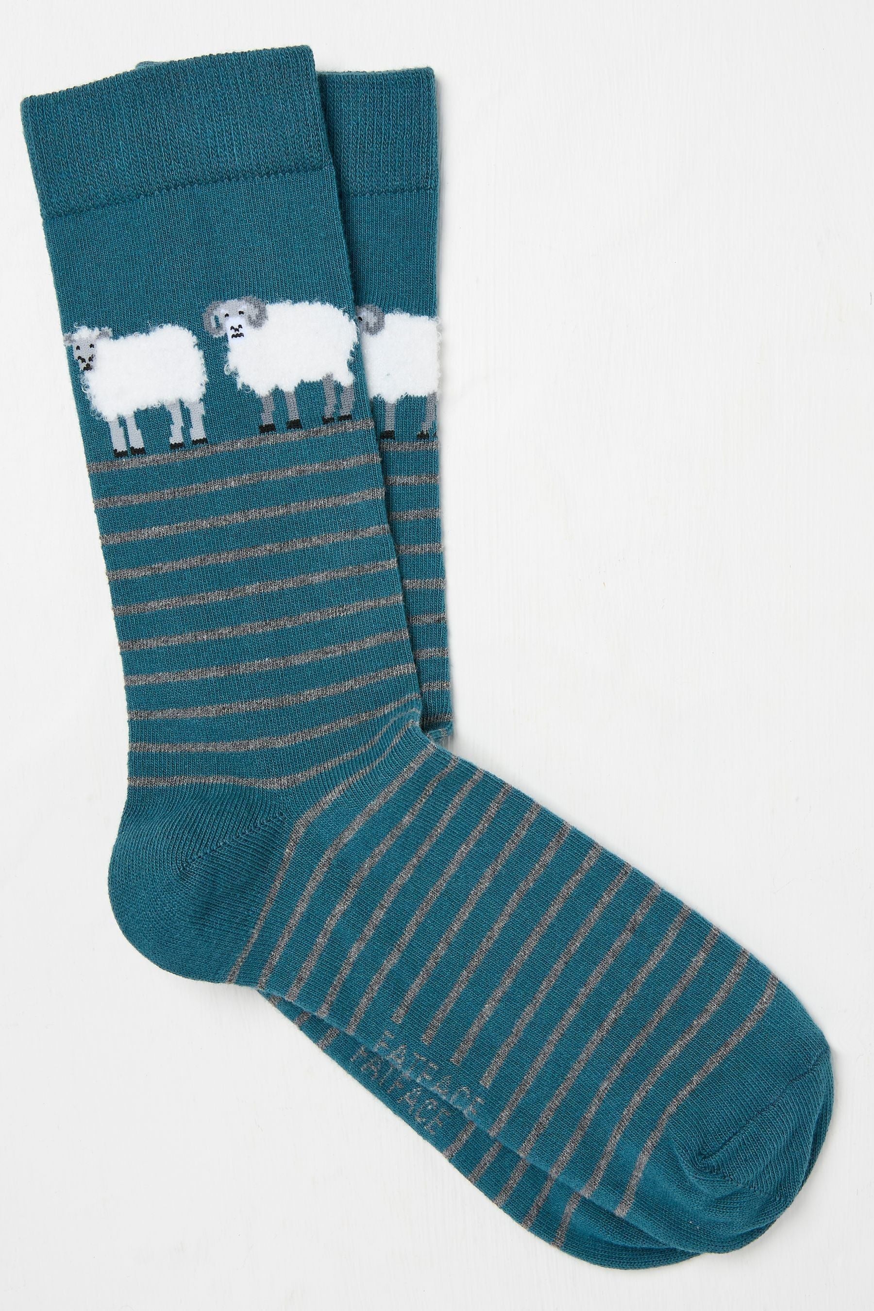 Fat Face - Teal Blue Fluffy Ram Socks