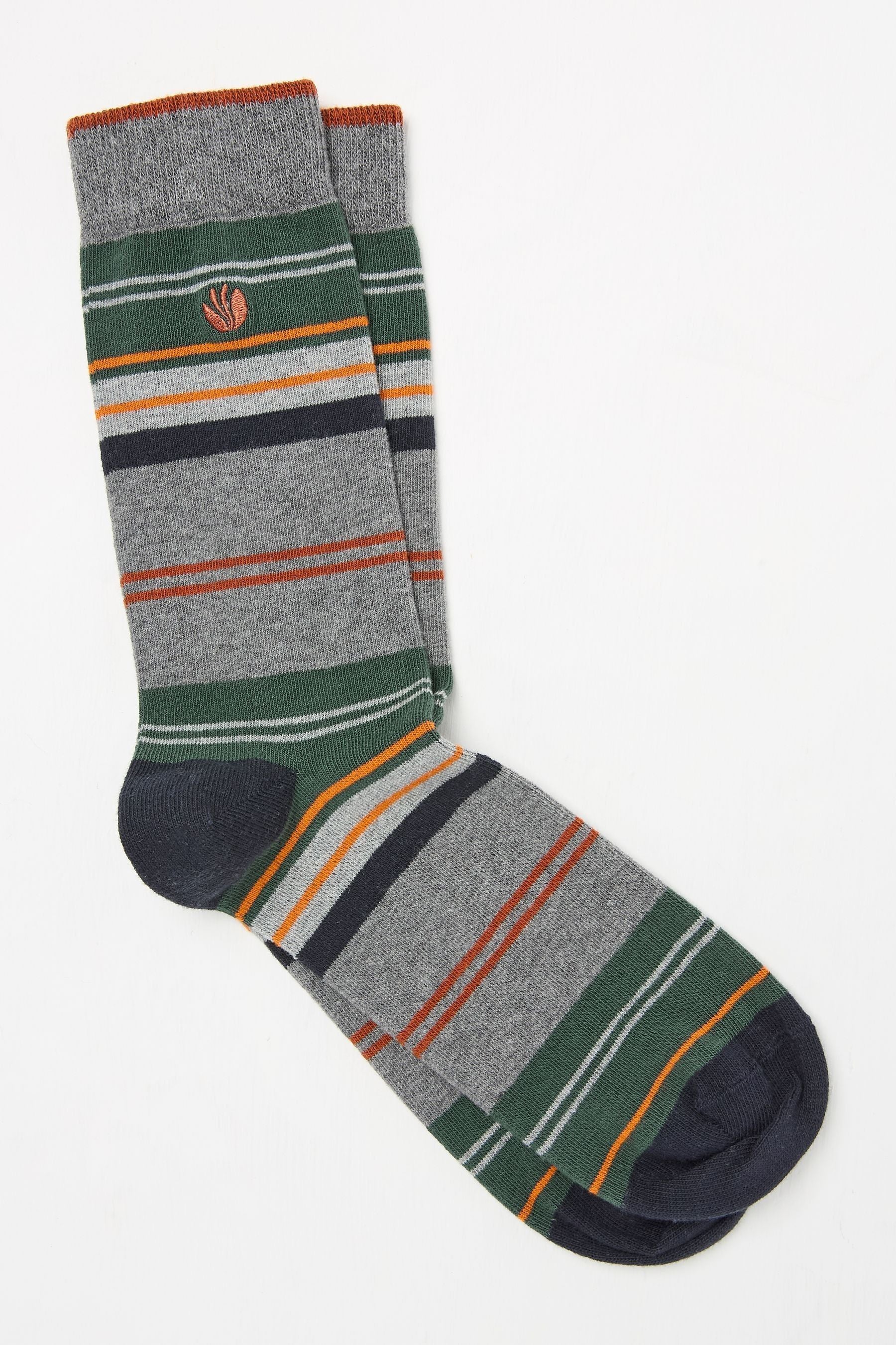 Fat Face - Grey & Khaki Stripe Socks