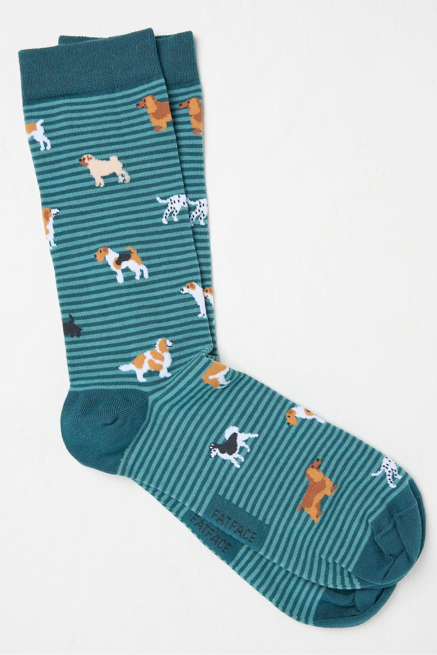 Fat Face - Teal Blue Dogs Men's Socks