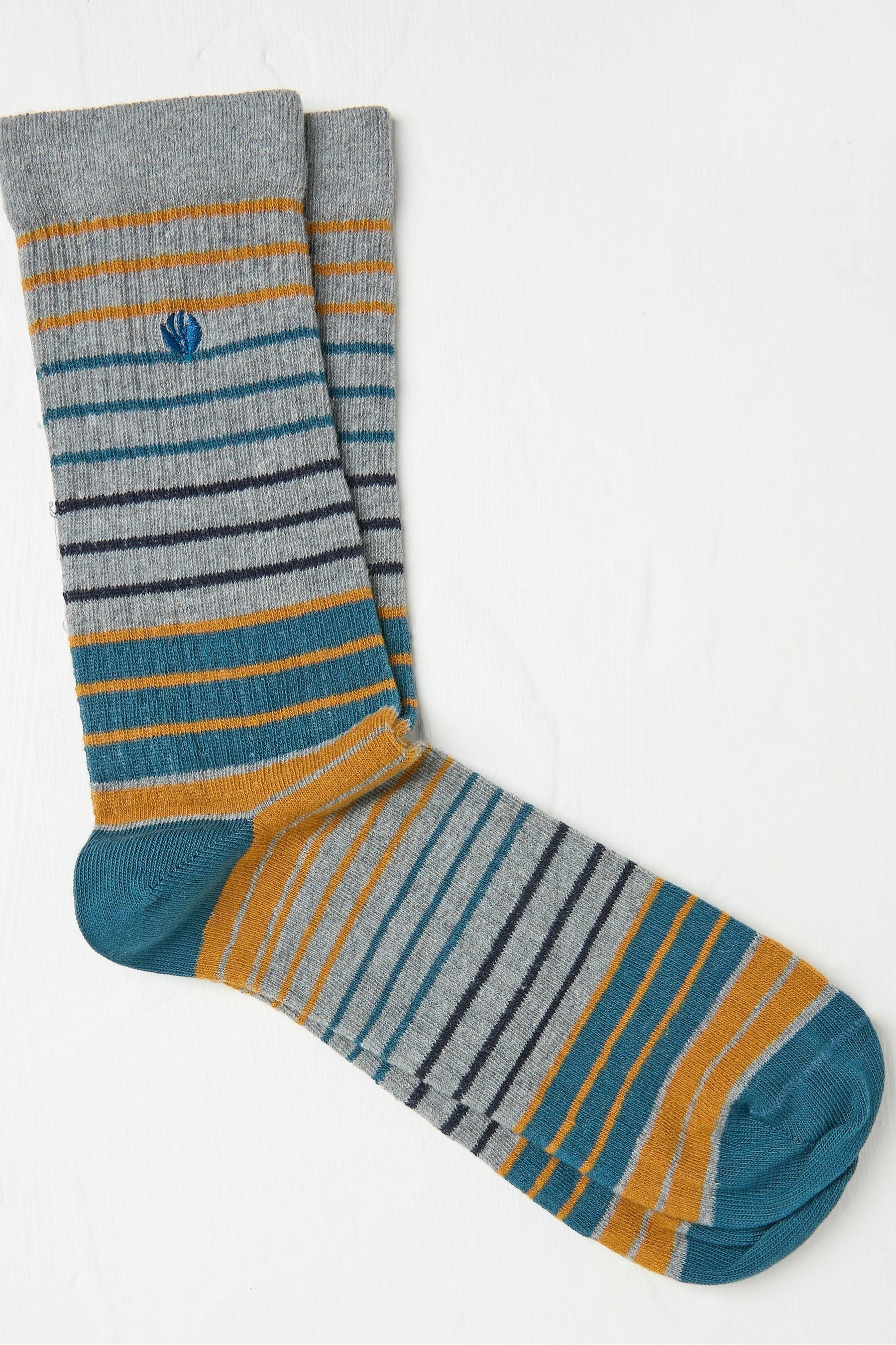 Fat Face - Grey Striped Ribbed Socks