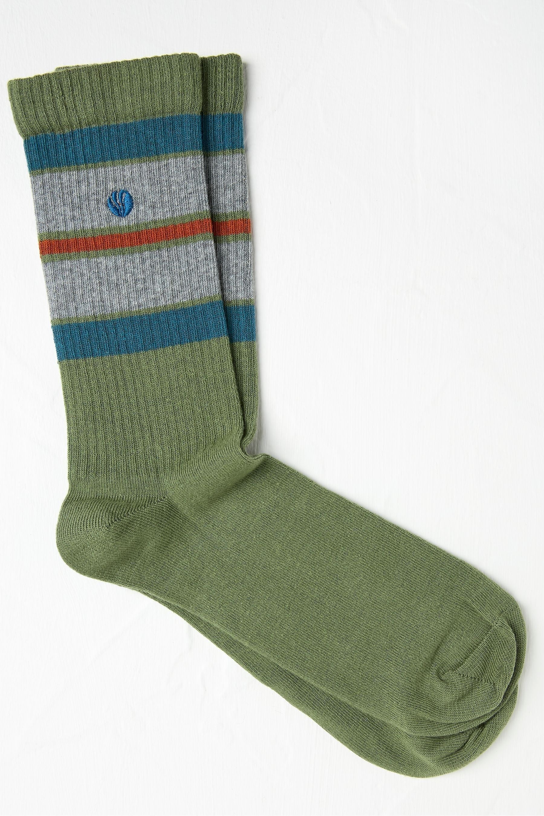 Fat Face - Green Striped Ribbed Socks