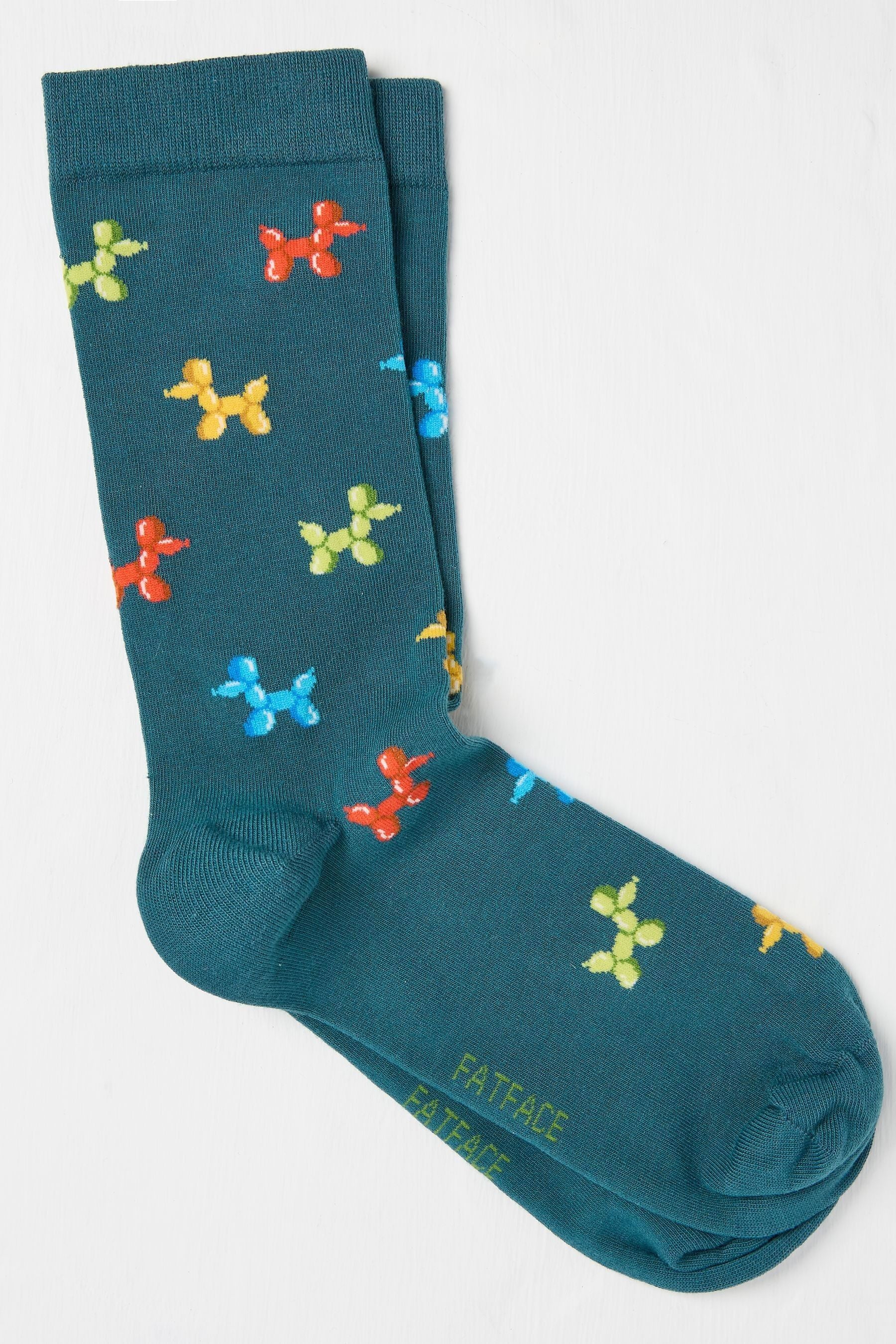 Fat Face - Teal Blue Balloon Dogs Socks