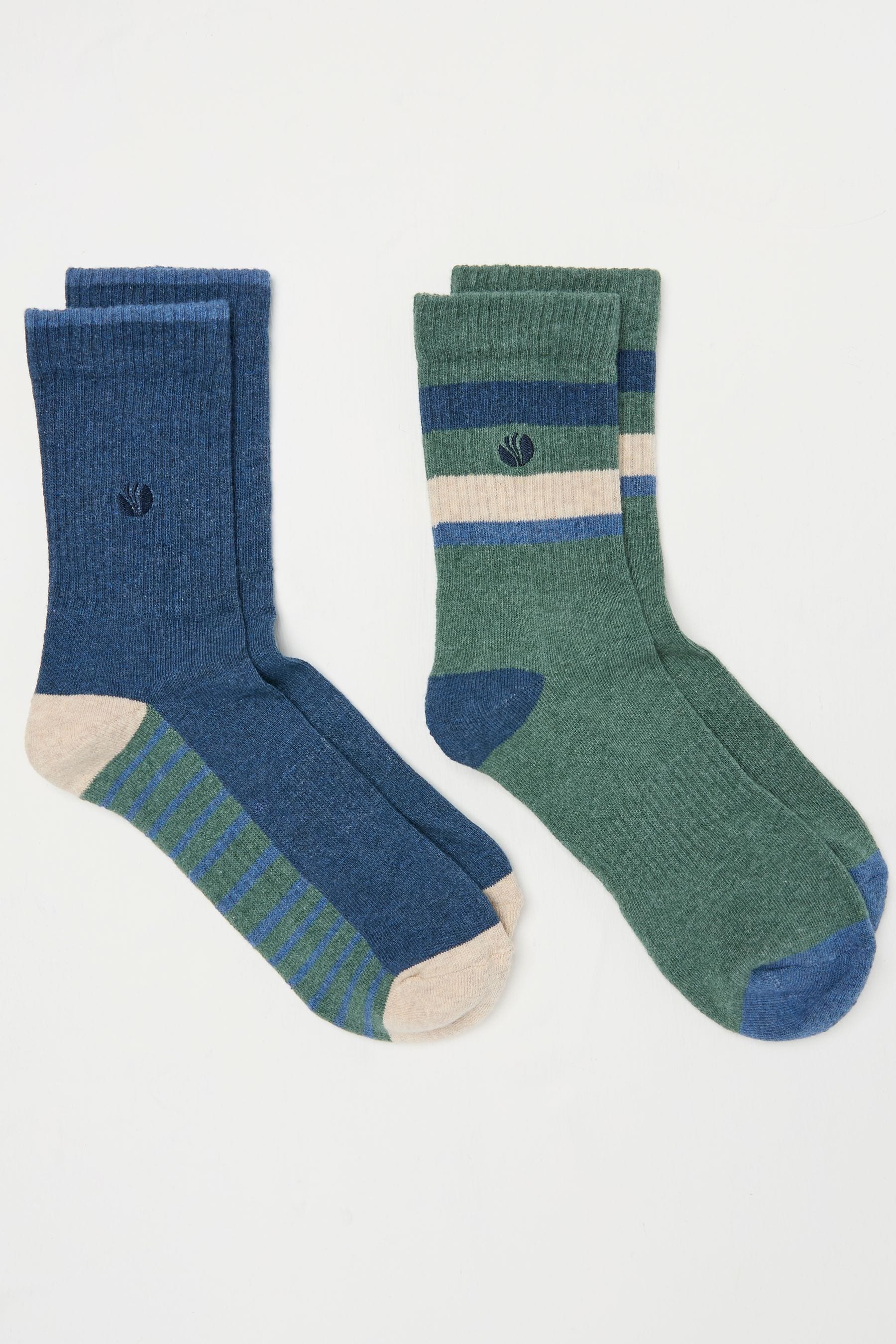 Fat Face - Green 2 Pairs of Sport Socks