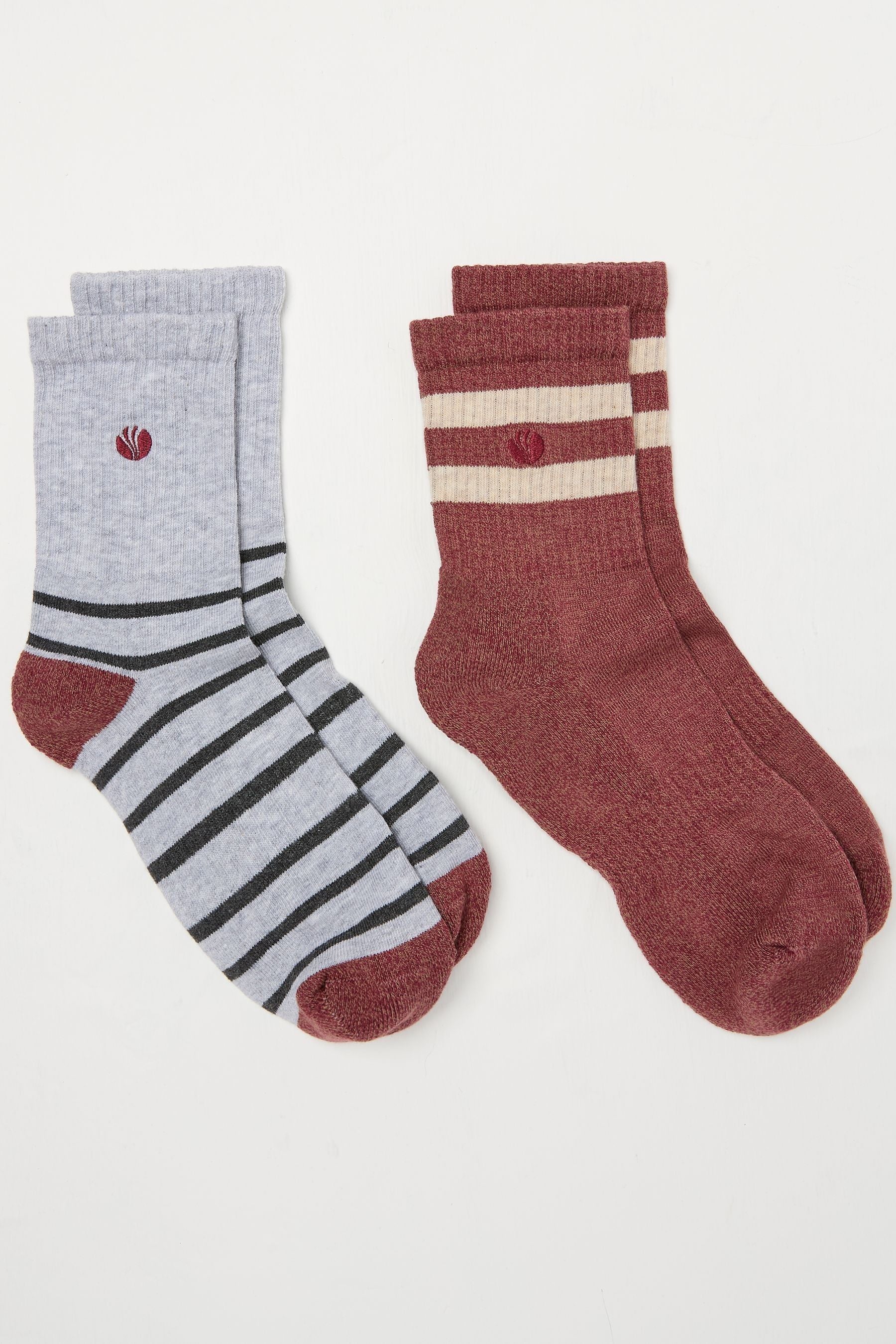 Fat Face - Brown 2 Pairs of Sport Socks