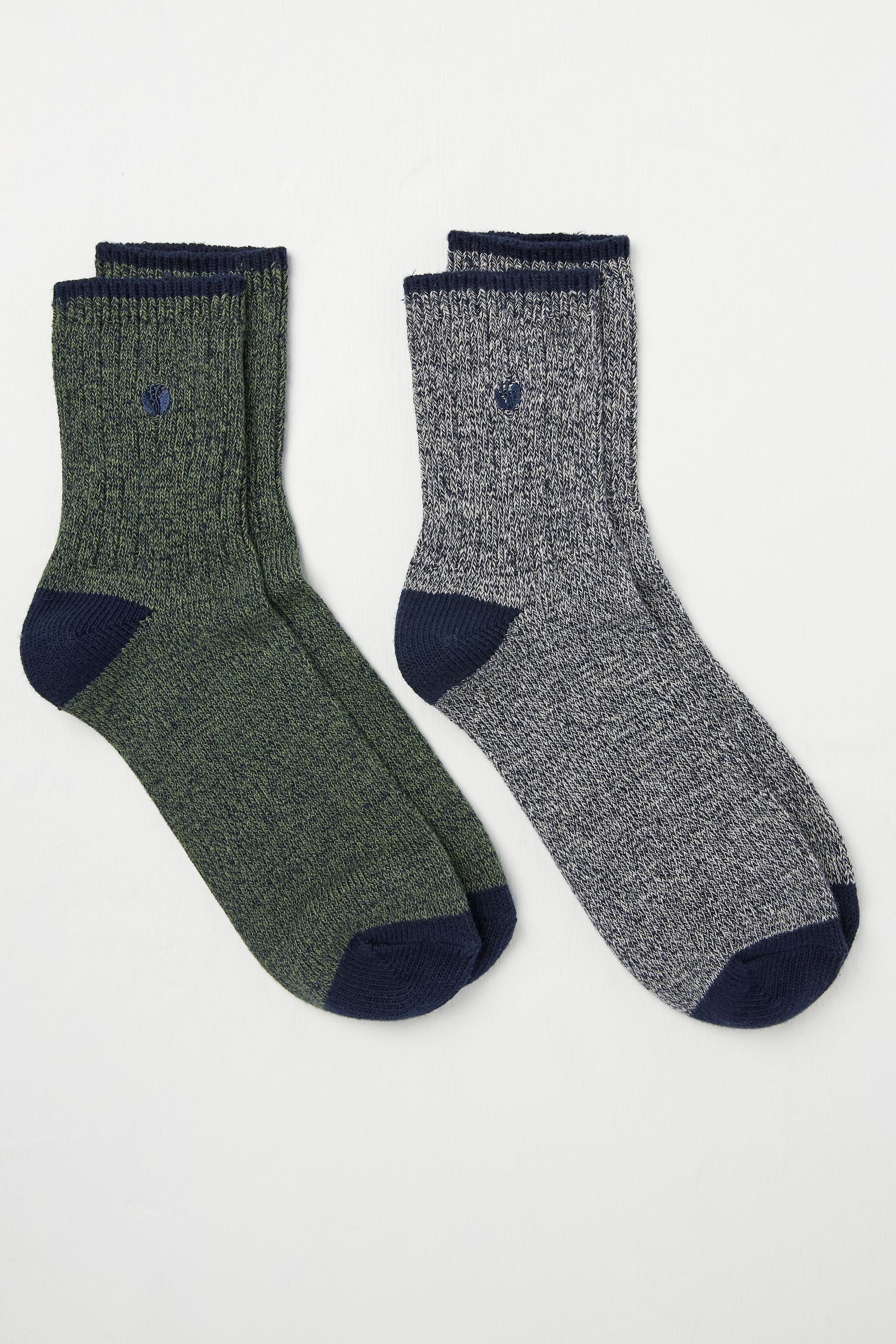 Fat Face - Green 2 Pairs of Ankle Boots Socks