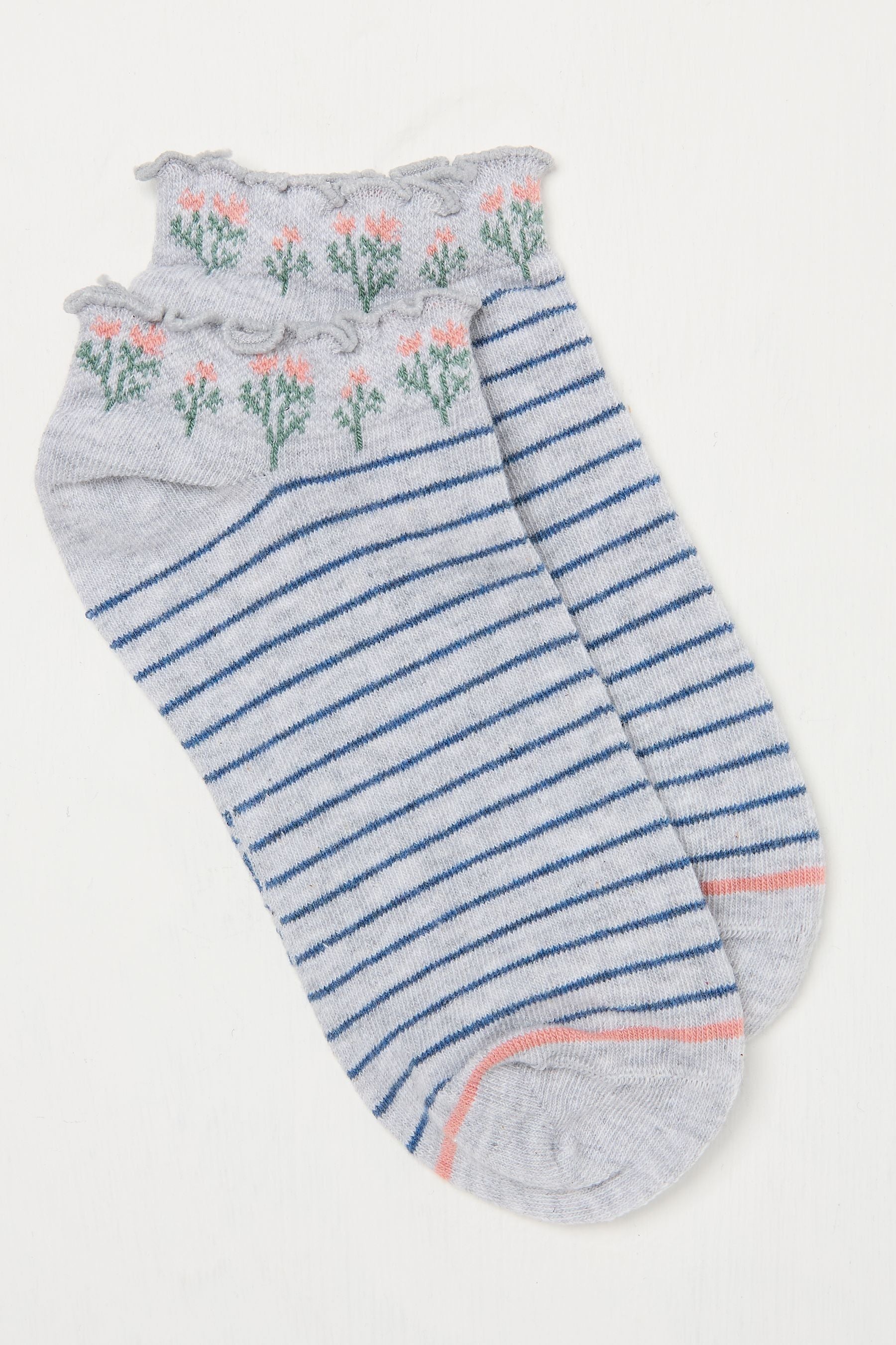 Fat Face - Grey Floral Women's Trainer Socks
