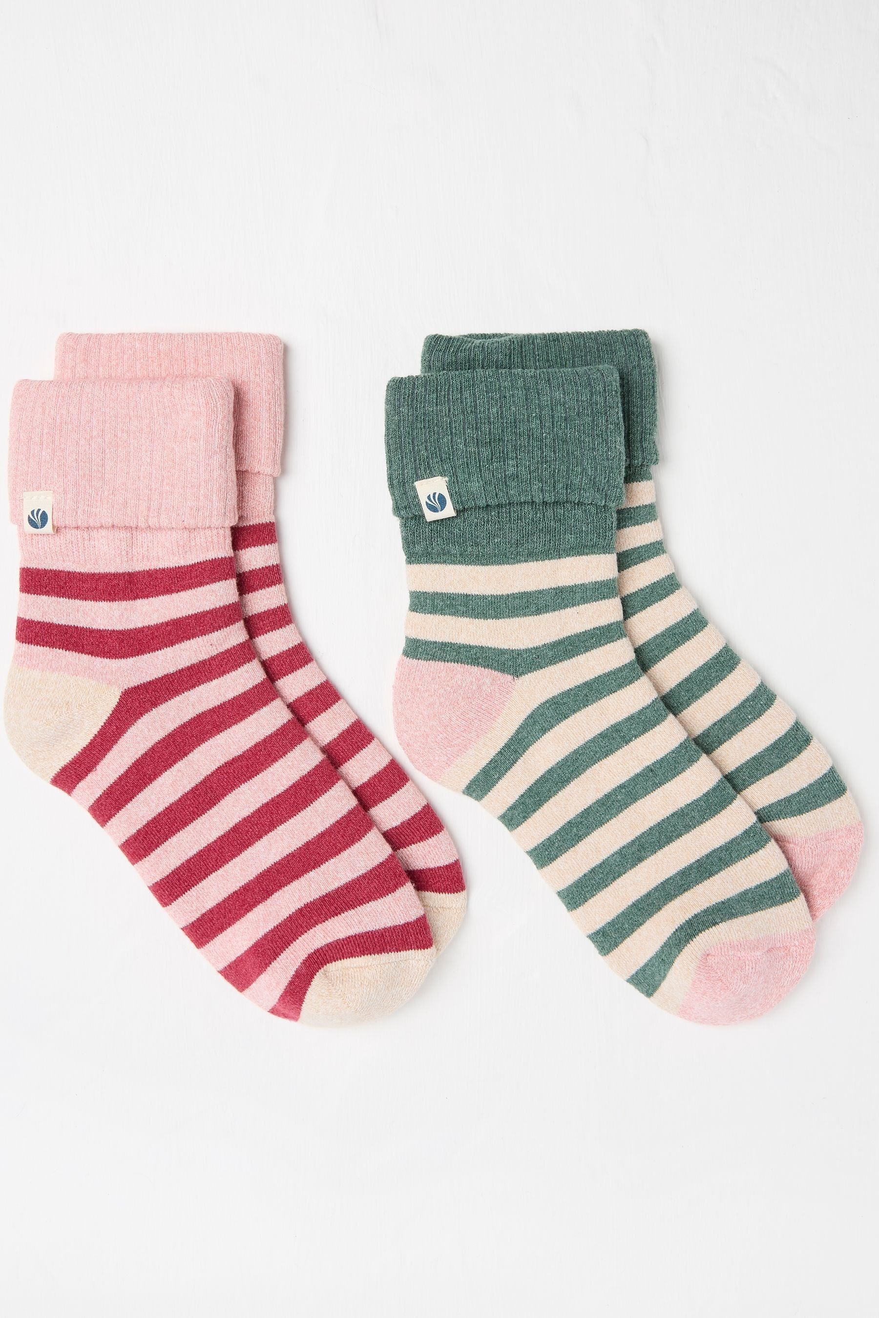 Fat Face - Multi Stripe 2 Pack Welly Socks