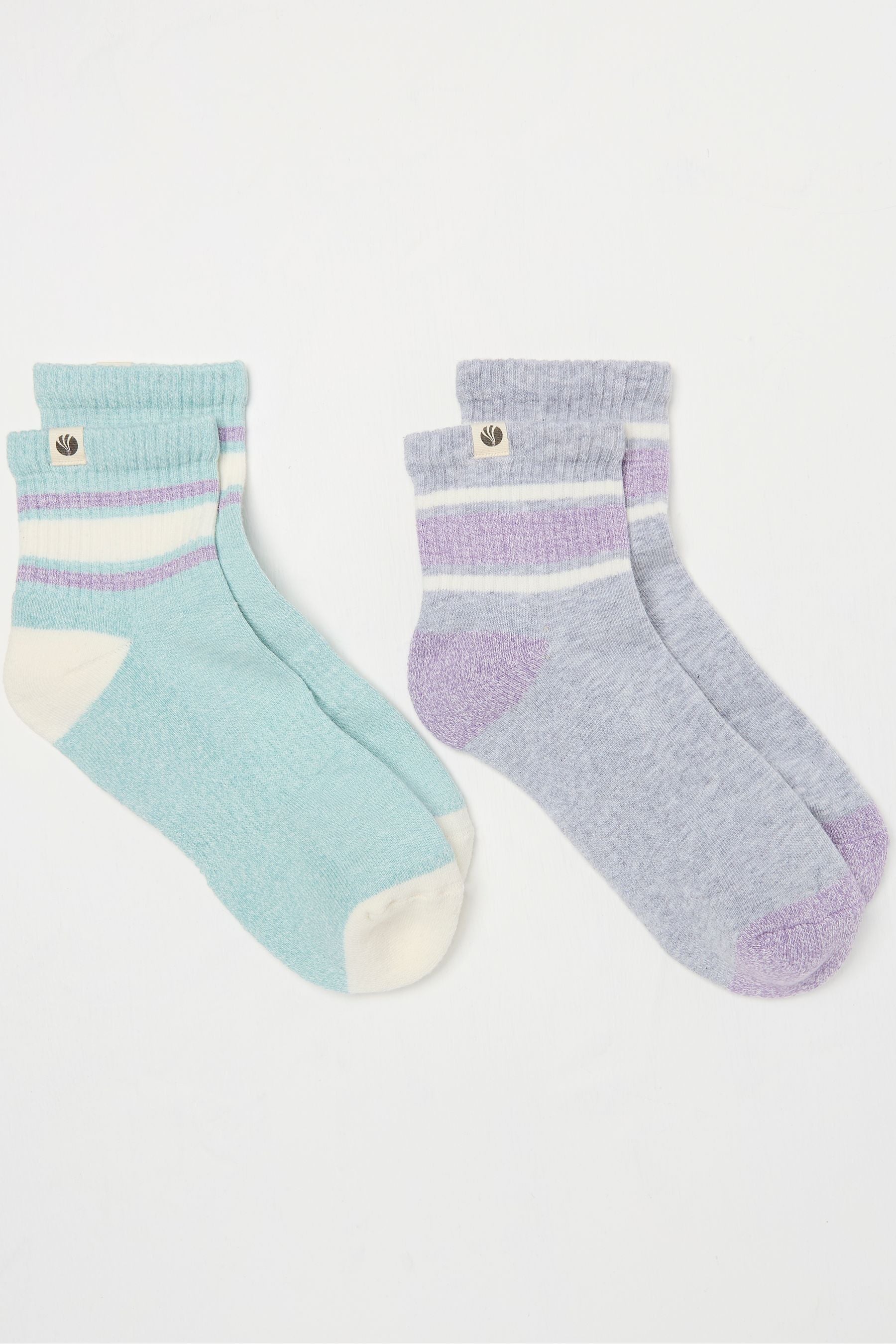 Fat Face - Blue & Purple 2 Pack Women's Sports Socks