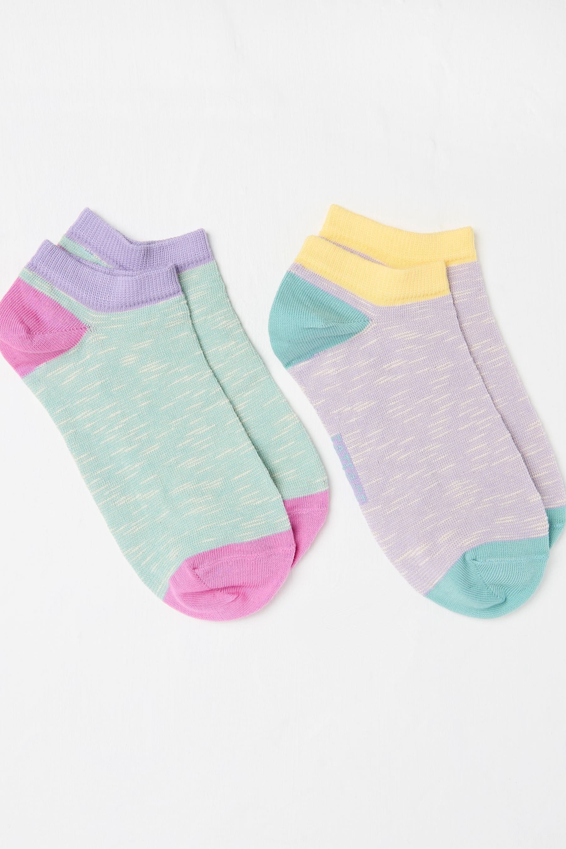 Fat Face - Multi Colour 2 Pack Women's Trainer Socks