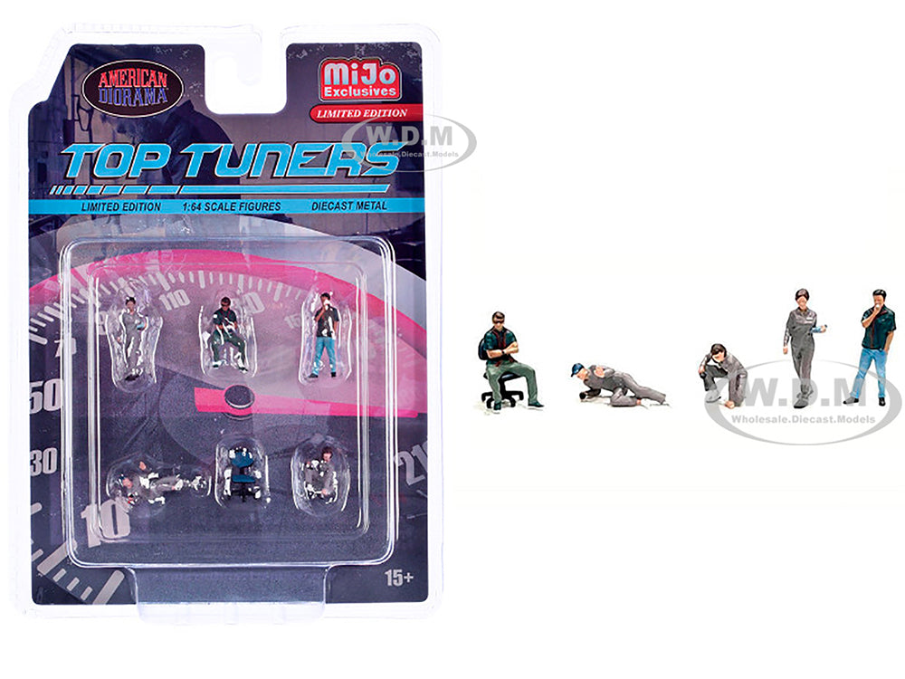 "Top Tuners" 6 piece Diecast Figure Set (5 Figures 1 Chair) Limited Edition for 1-64 Scale Models by American Diorama
