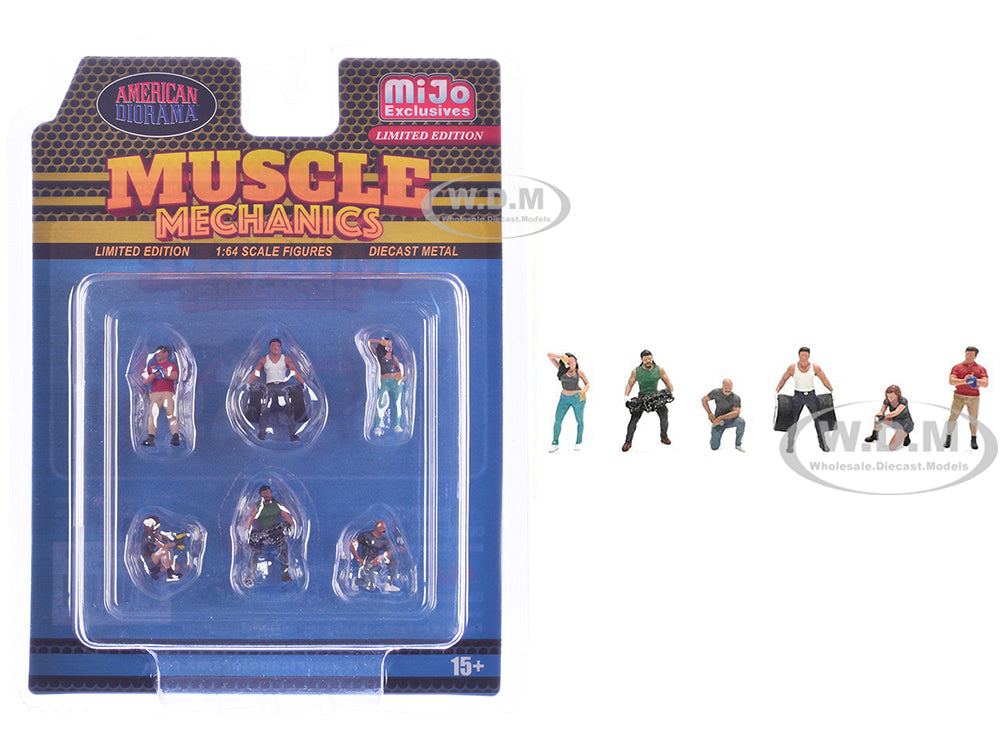 "Muscle Mechanics" 6 piece Diecast Figure Set (6 Figures) Limited Edition for 164 Scale Models by American Diorama
