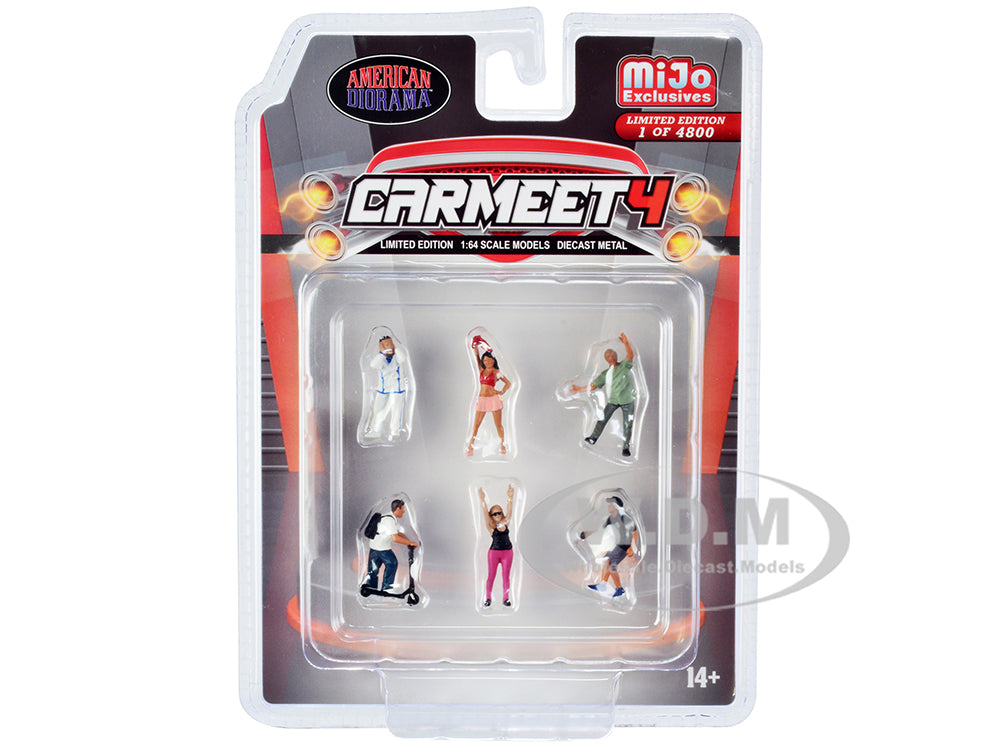 "Car Meet 4" 6 piece Diecast Figure Set for 164 Scale Models by American Diorama