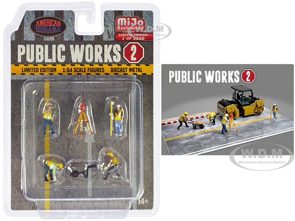 "Public Works 2" 6 piece Diecast Figure Set (4 Figures 1 camera 1 wheelbarrow) Limited Edition to 3600 pieces Worldwide for 164 Scale Models by Amer