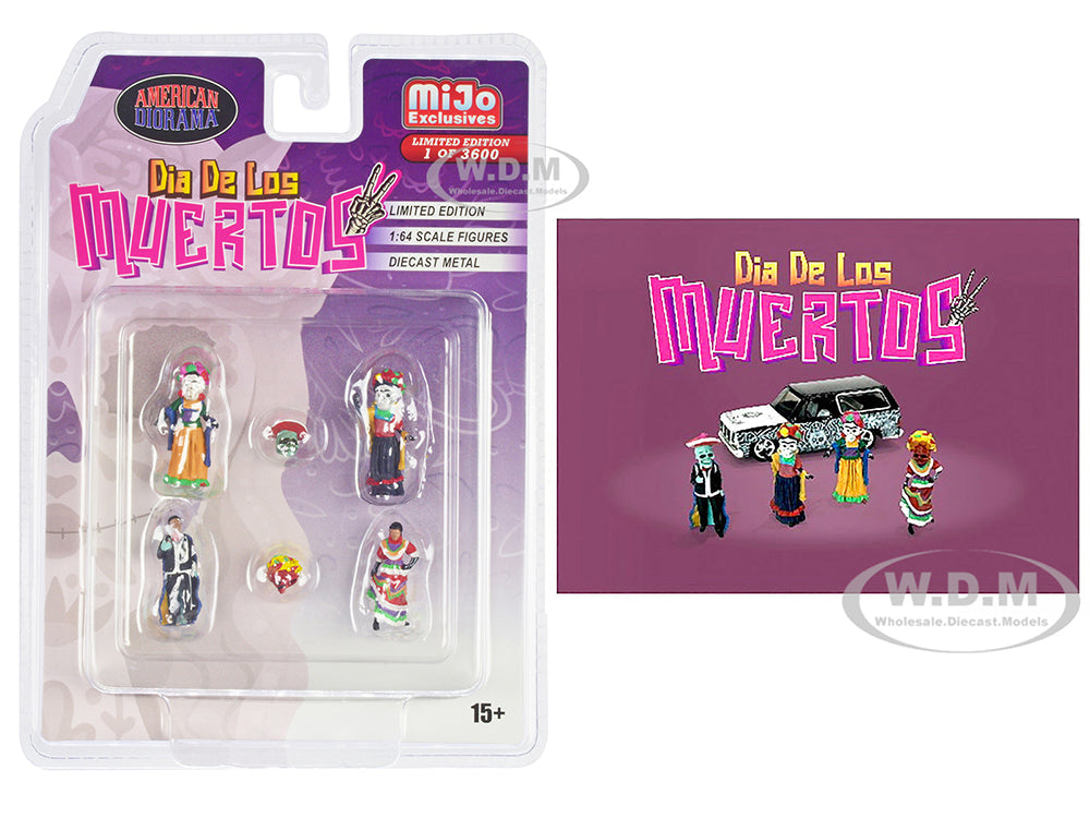 "Dia de los Muertos 2" 6 piece Diecast Set (4 Figures 2 Masks) Limited Edition to 3600 pieces Worldwide for 164 Scale Models by American Diorama