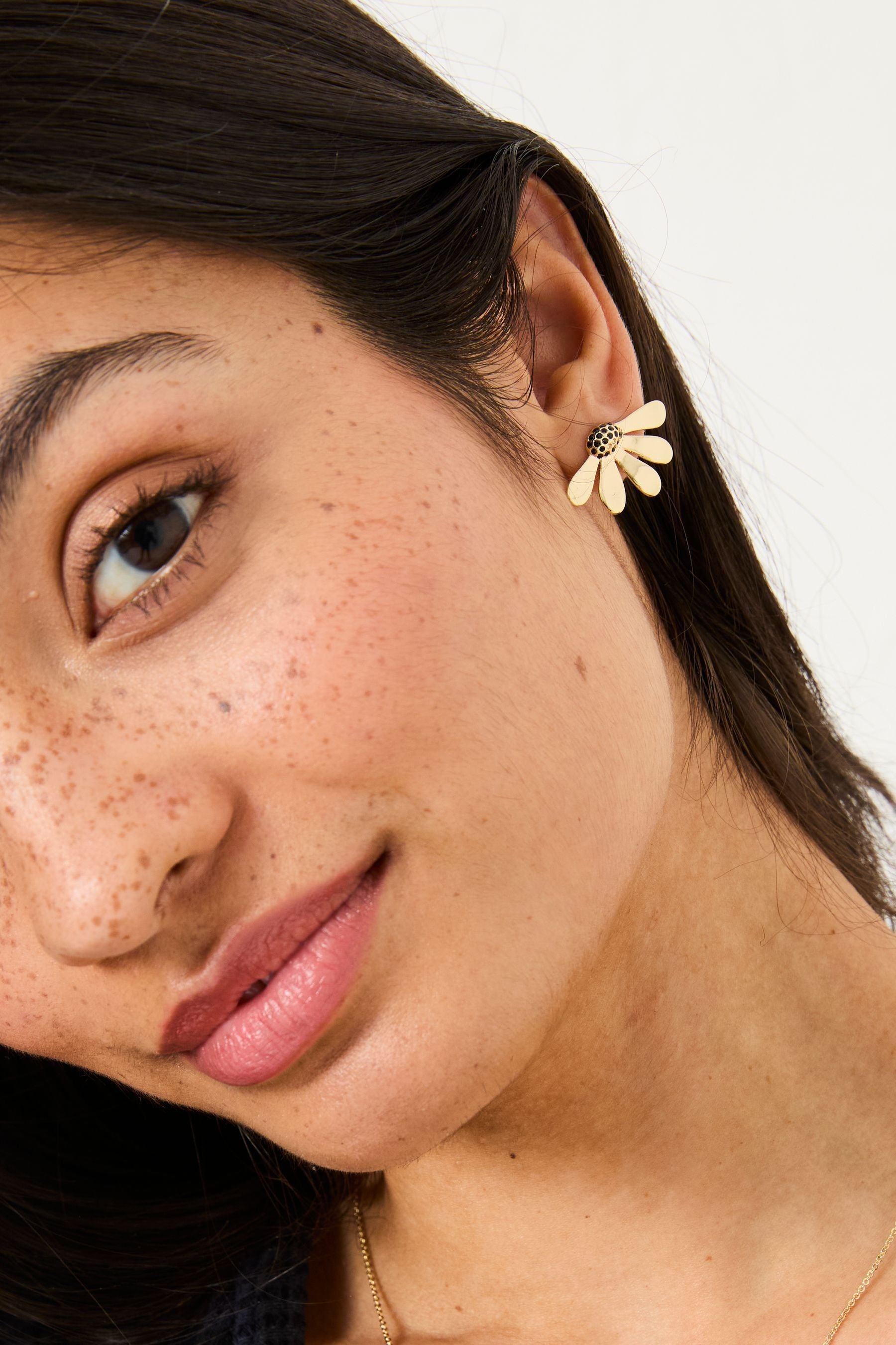 Fat Face - Gold Tone Flower Petal Earrings Matron Inn