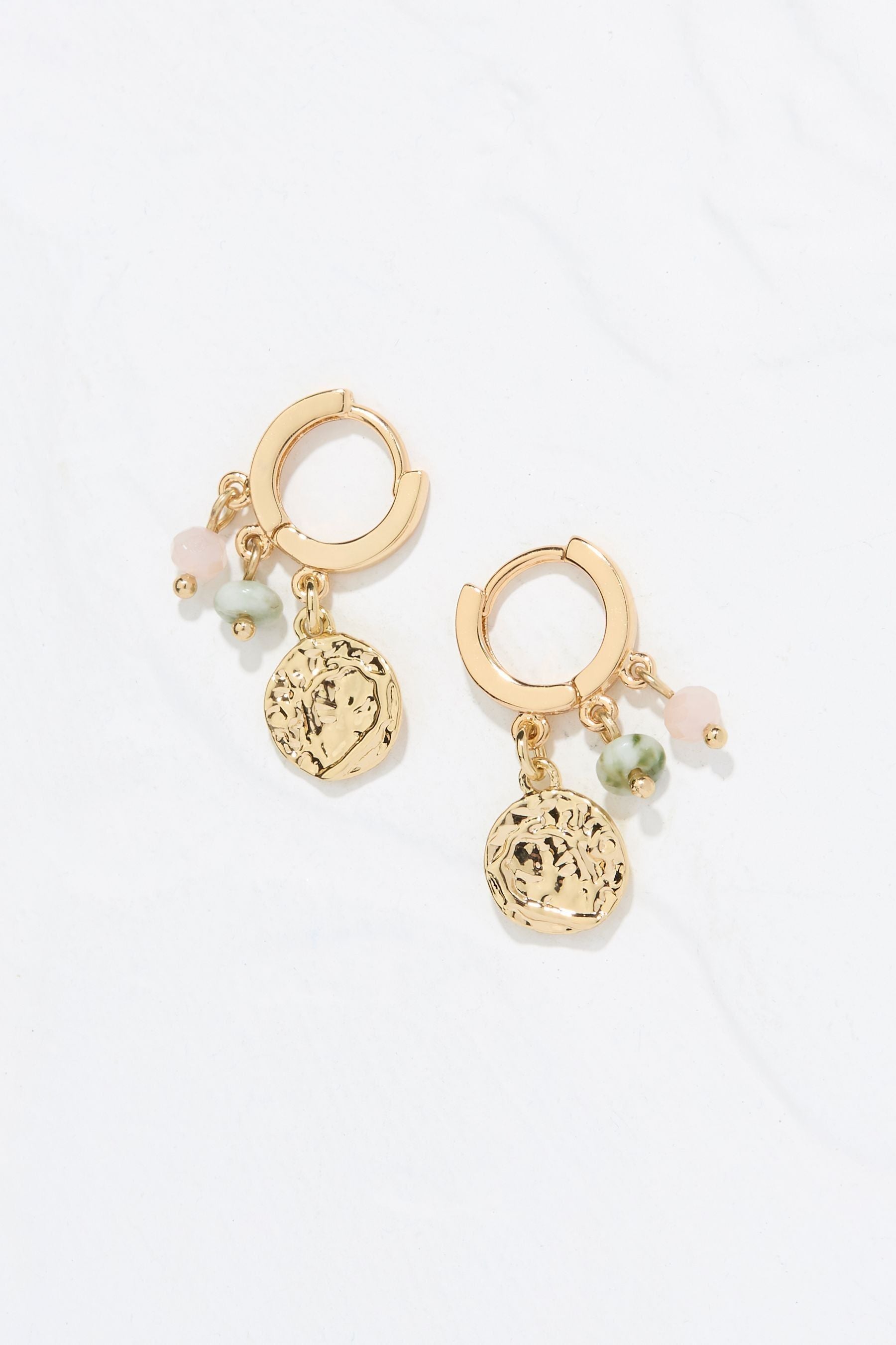 Fat Face - Gold Tone Charm Huggie Hoops Earrings