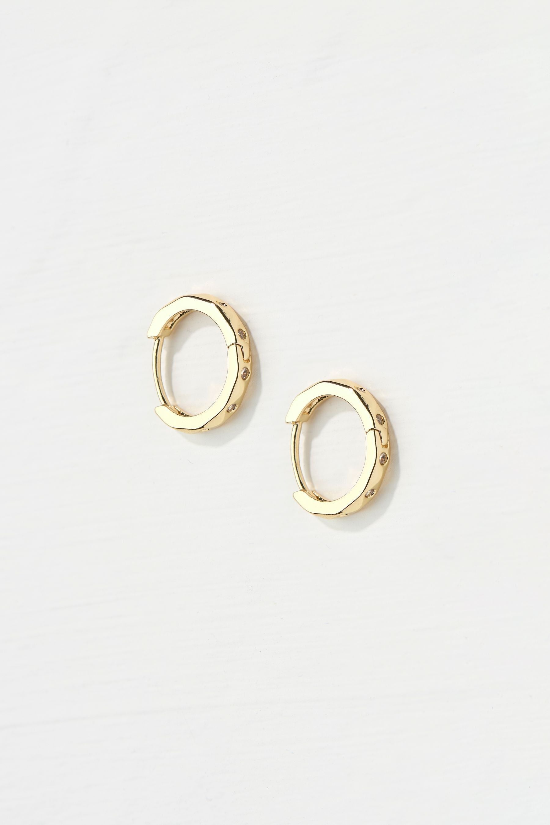 Fat Face - Gold Tone Gem Huggie Hoops Earrings