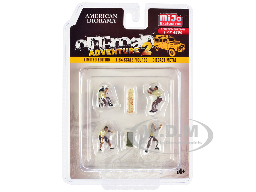 "Off-Road Adventure 2" 6 piece Diecast Set (4 Male Figurines and 2 Accessories) Limited Edition to 4800 pieces Worldwide for 164 Scale Models by Ame