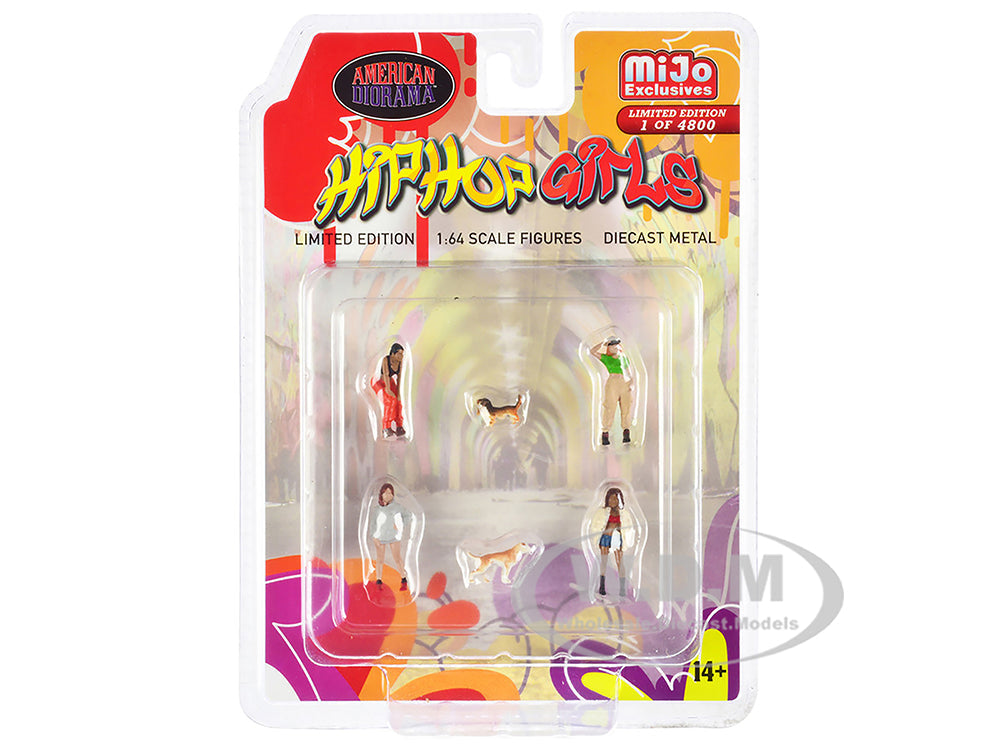 "Hip Hop Girls" 6 piece Diecast Set (4 Women 2 Dog Figures) Limited Edition to 4800 pieces Worldwide 164 Scale Models by American Diorama