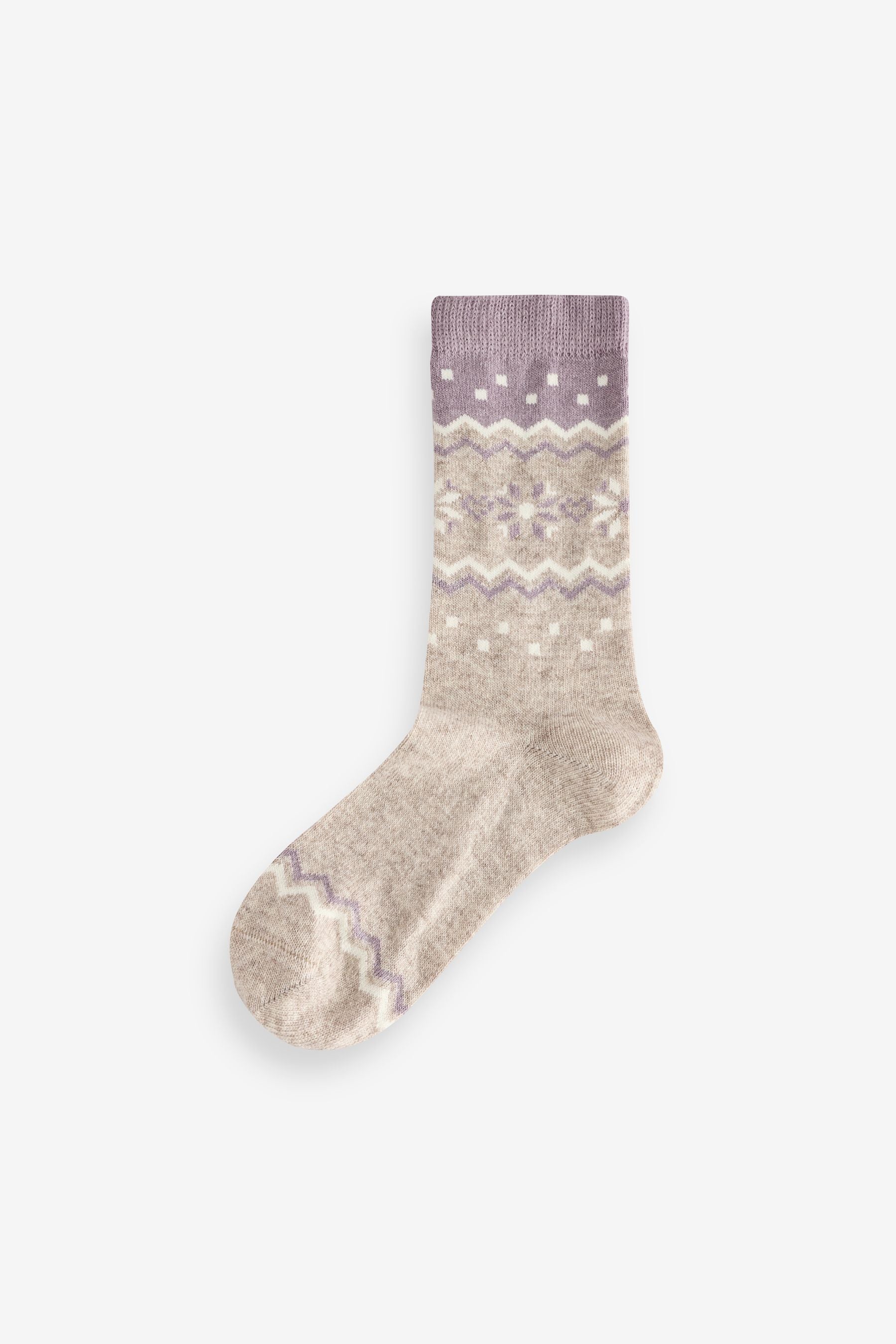 Fat Face - Grey Cashmere Blend Fairisle Pattern Socks