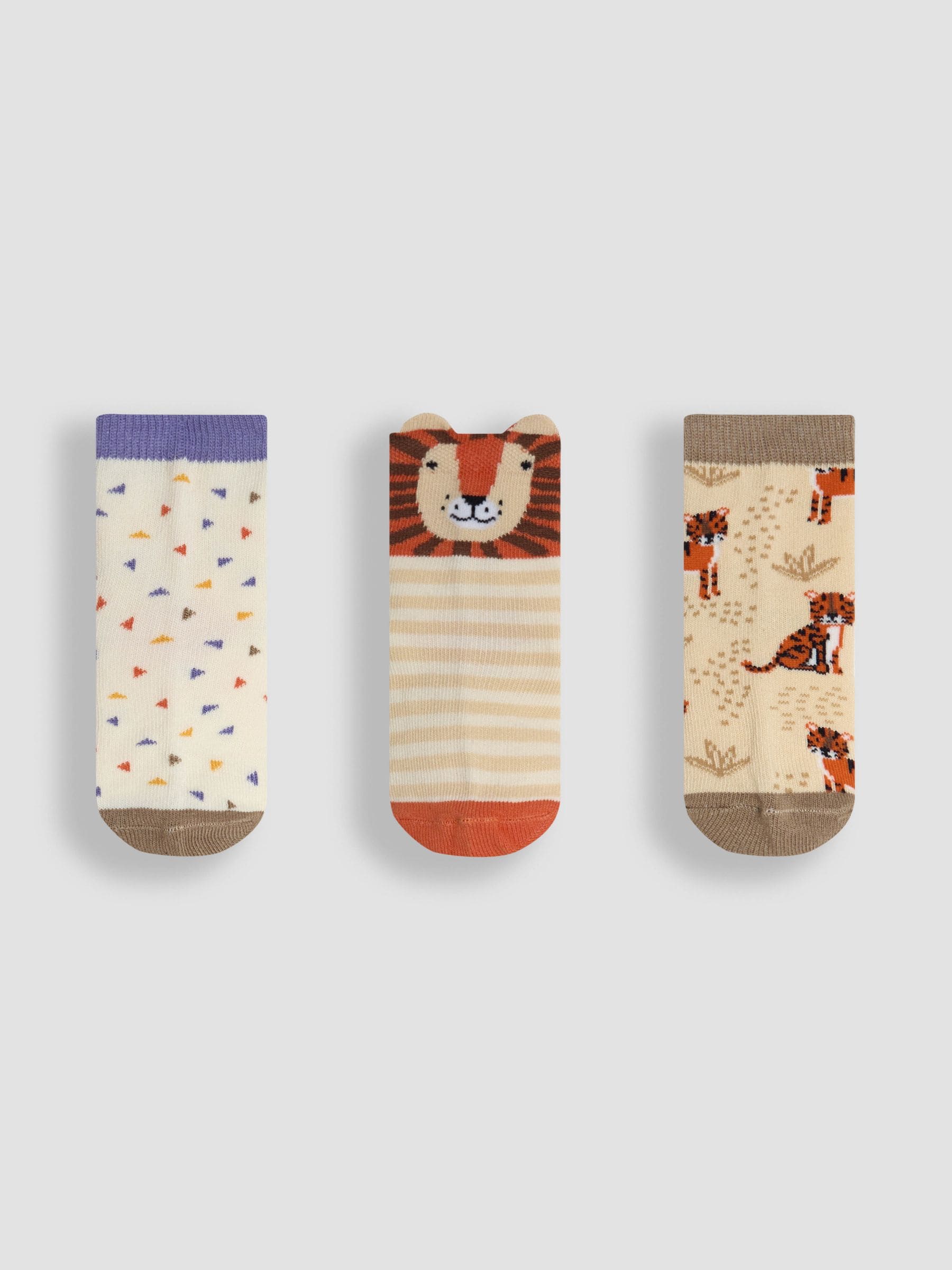 Orange Printed Socks 3 Pack 2-4 Yrs