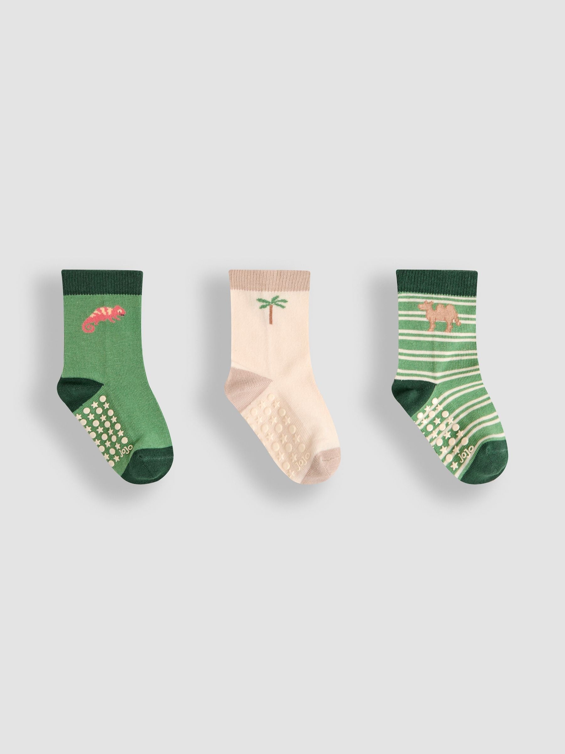 Green Printed Socks 3 Pack 2-4 Yrs