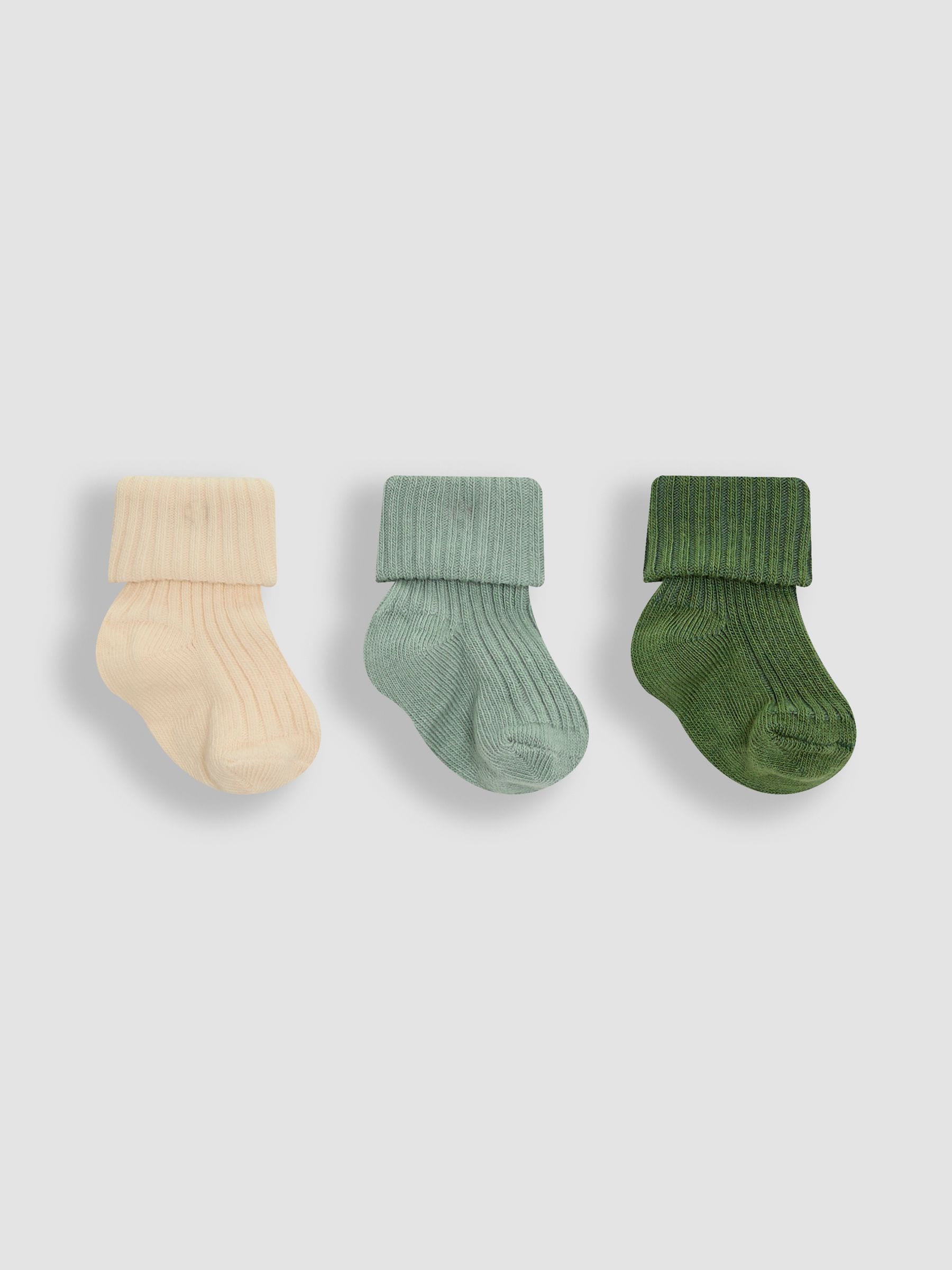 Khaki 3-Pack Ribbed Baby Socks Newborn