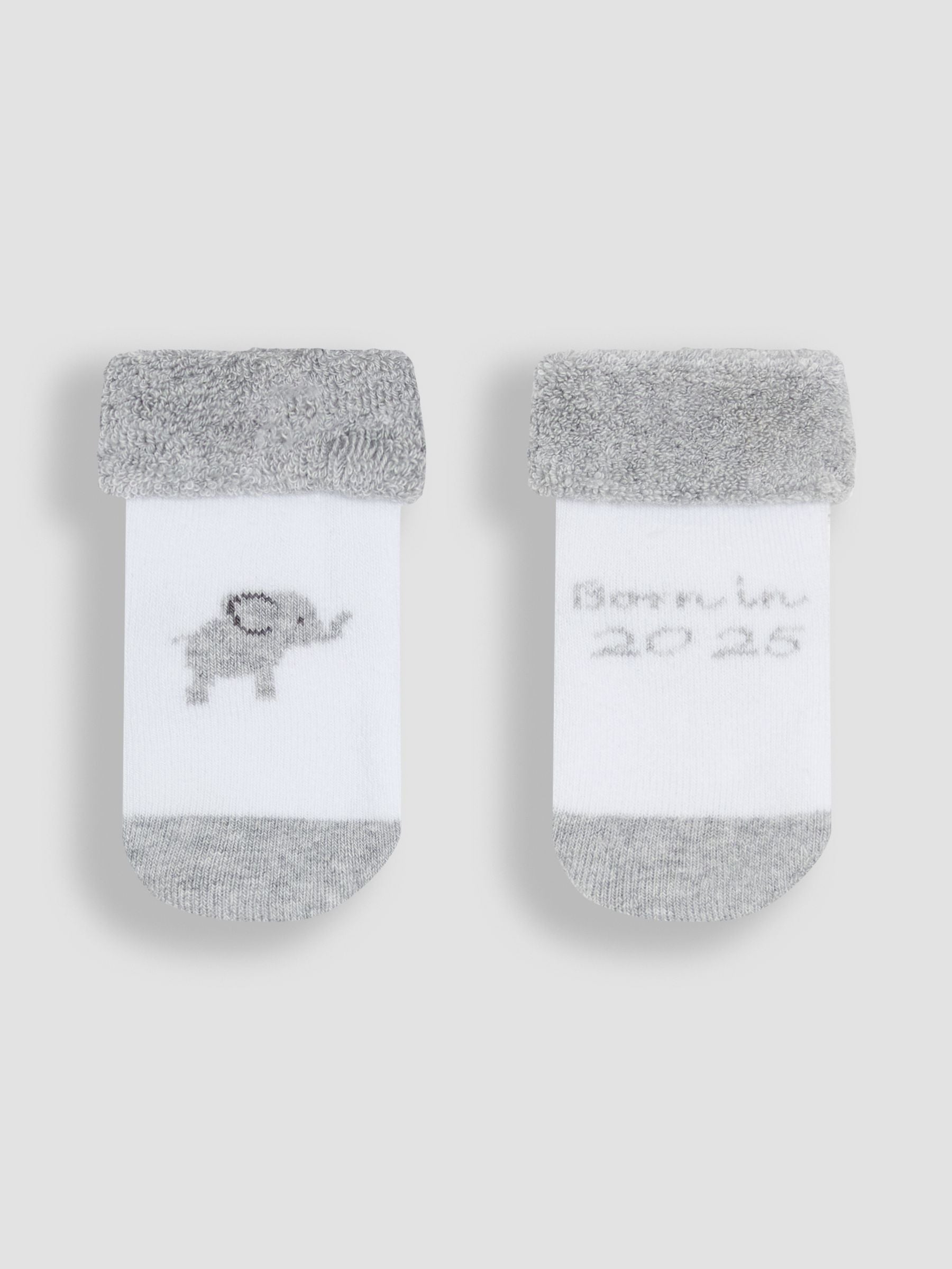 Grey 2-Pack Born In 2025 Baby Socks Newborn