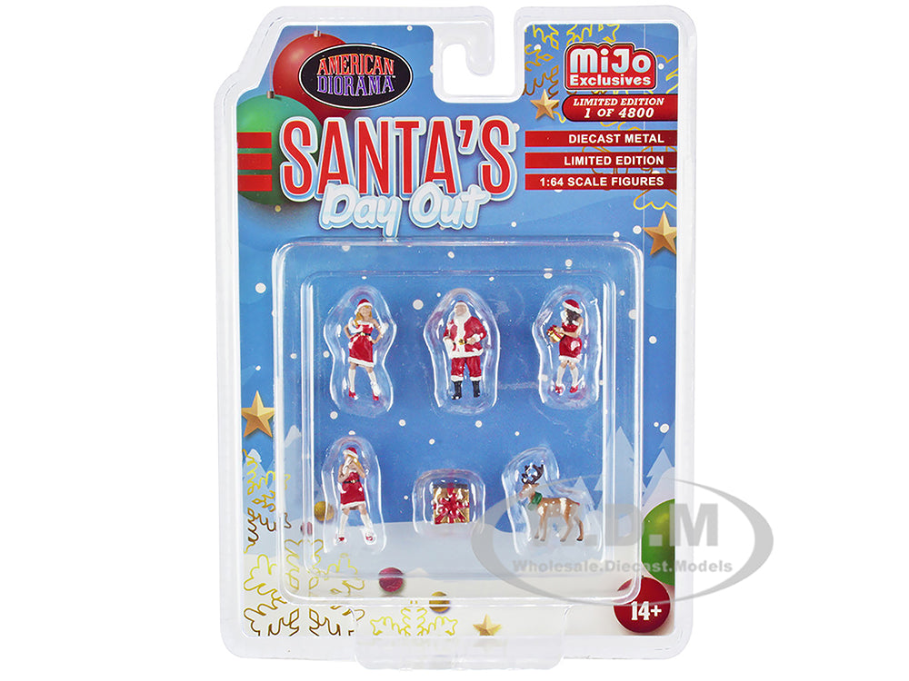 "Santas Day Out" 6 piece Diecast Set (1 Man 2 Women 1 Reindeer 1 Present Figures and Accessories) Limited Edition to 4800 pieces Worldwide 1-64 Scale