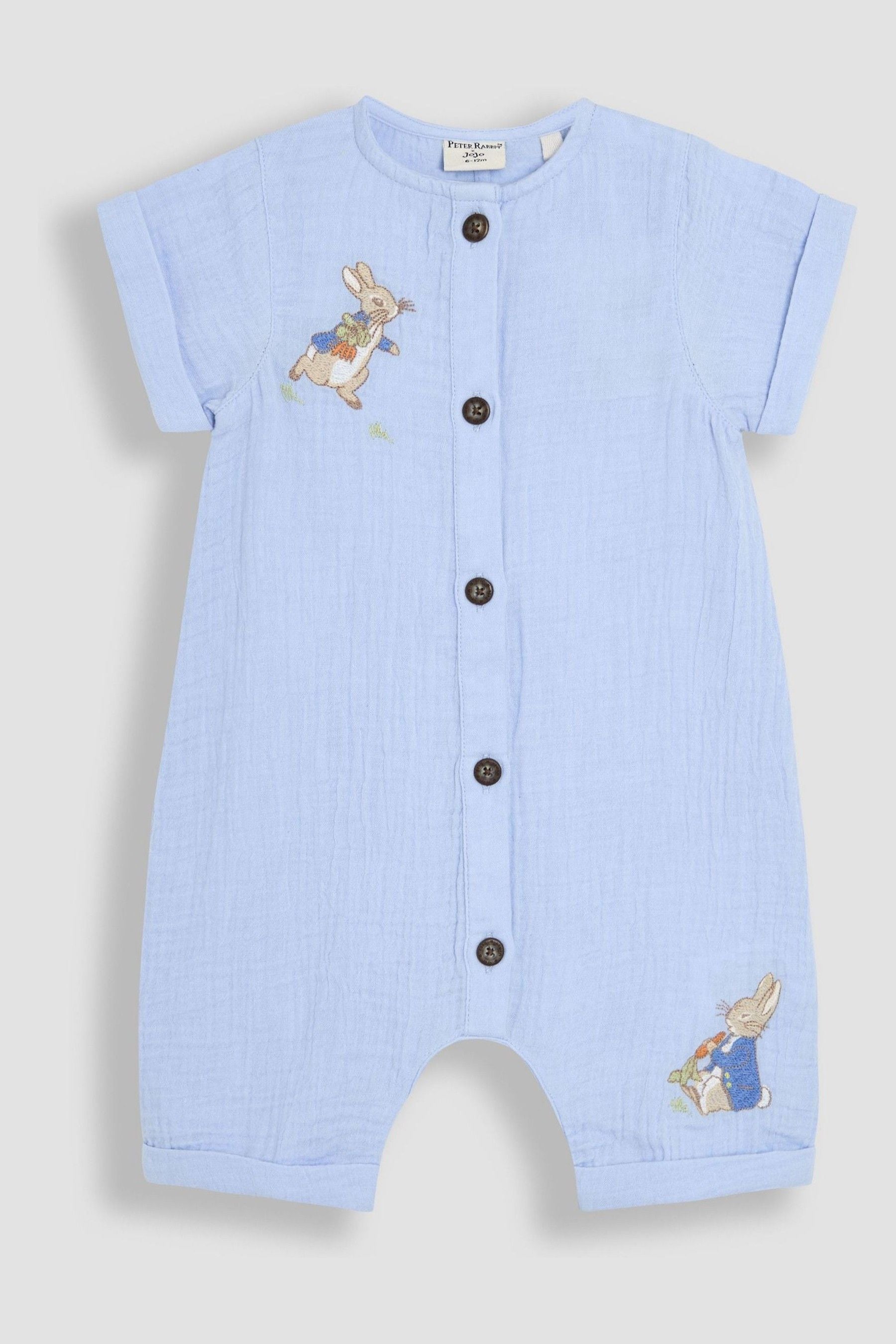 Blue Peter Rabbit Cheesecloth Button Front 100% Cotton Romper 6-12 Mths Matron Inn