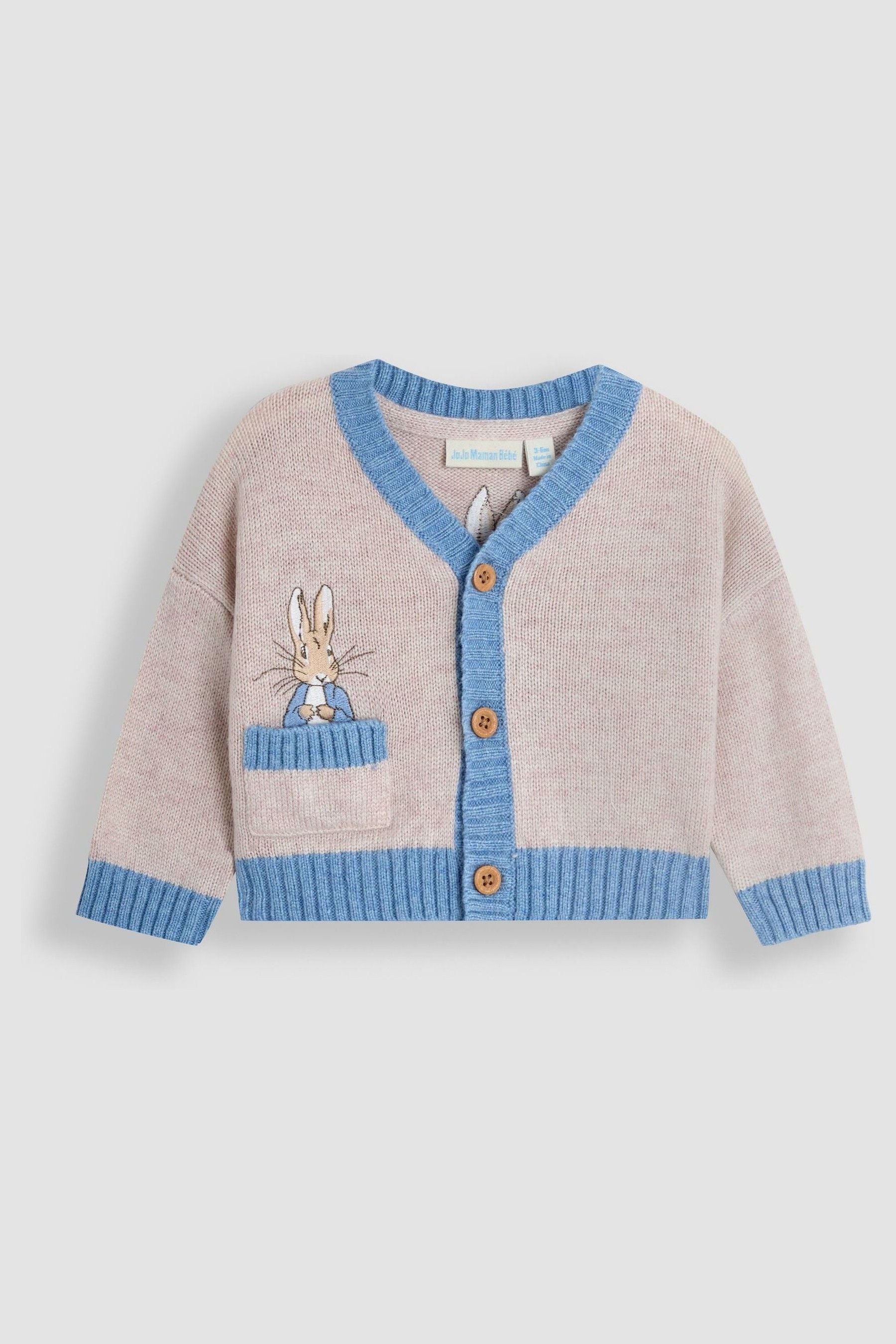 Natural Peter Rabbit Appliqué 100% Cotton Cardigan 6-12 Mths Matron Inn