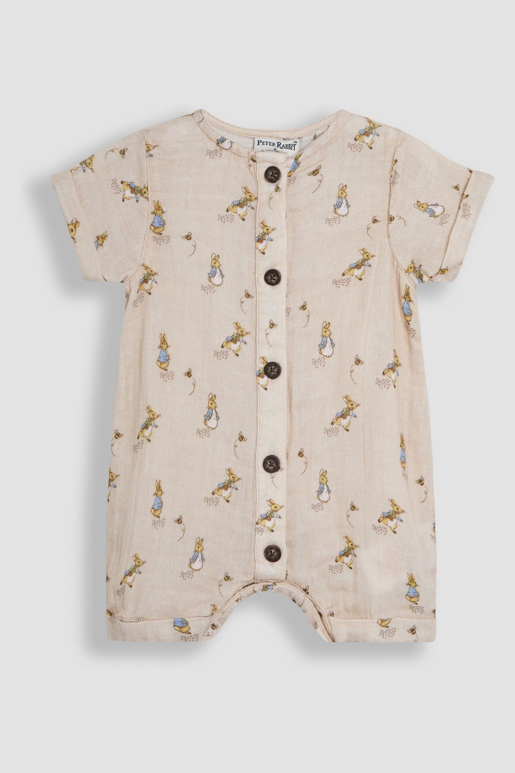 Stone Peter Rabbit Cheesecloth Button Front Romper 6-12 Mths Matron Inn