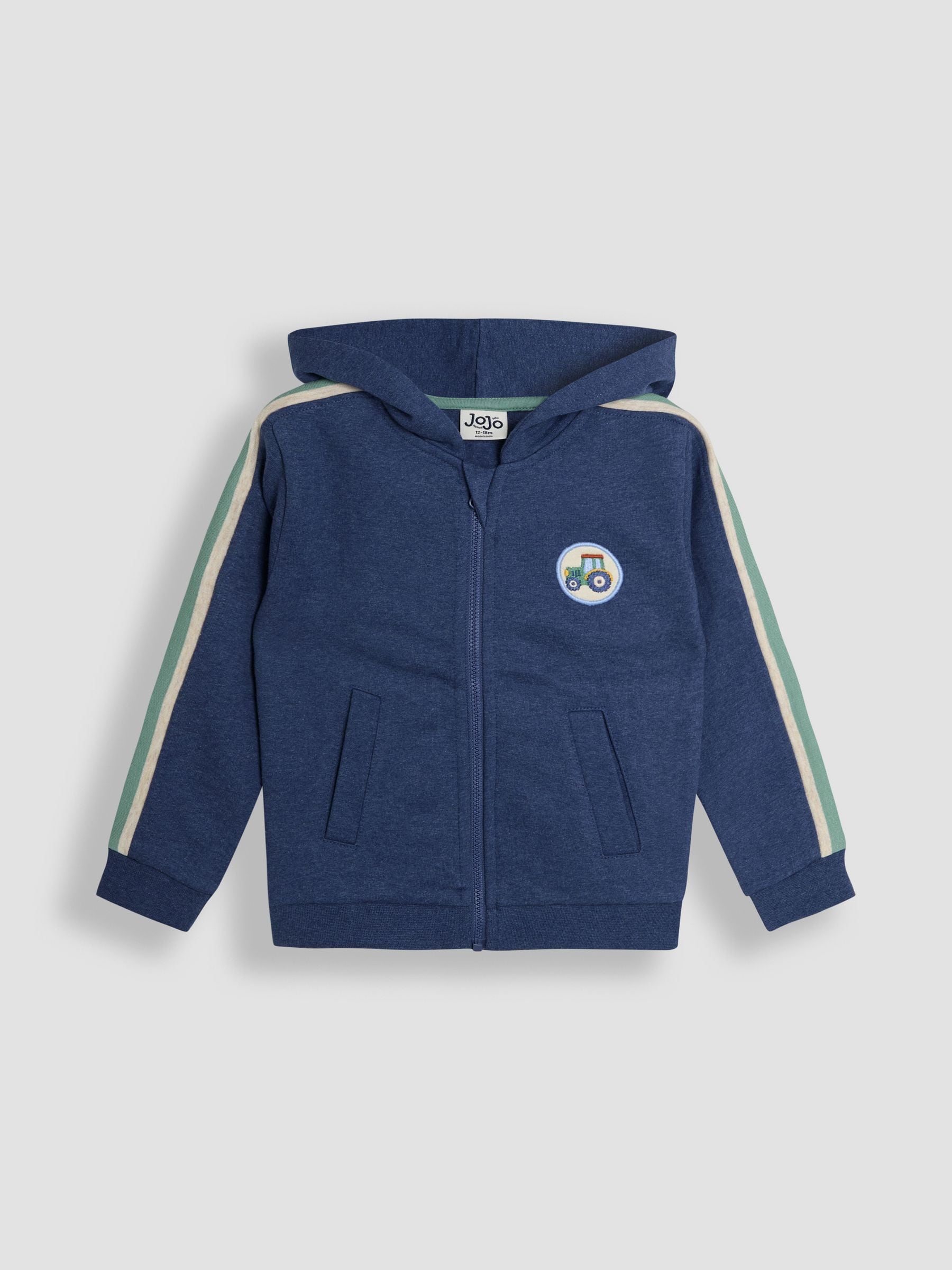 Denim Tractor Badge Zip Up Hoodie 6-12 Mths