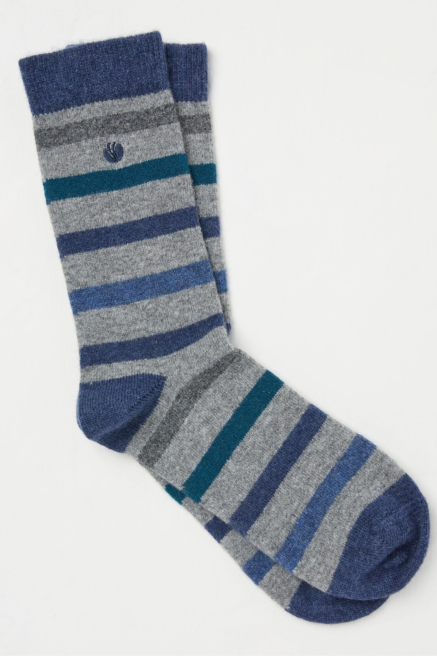 Fat Face - Grey Cashmere Blend Stripe Socks