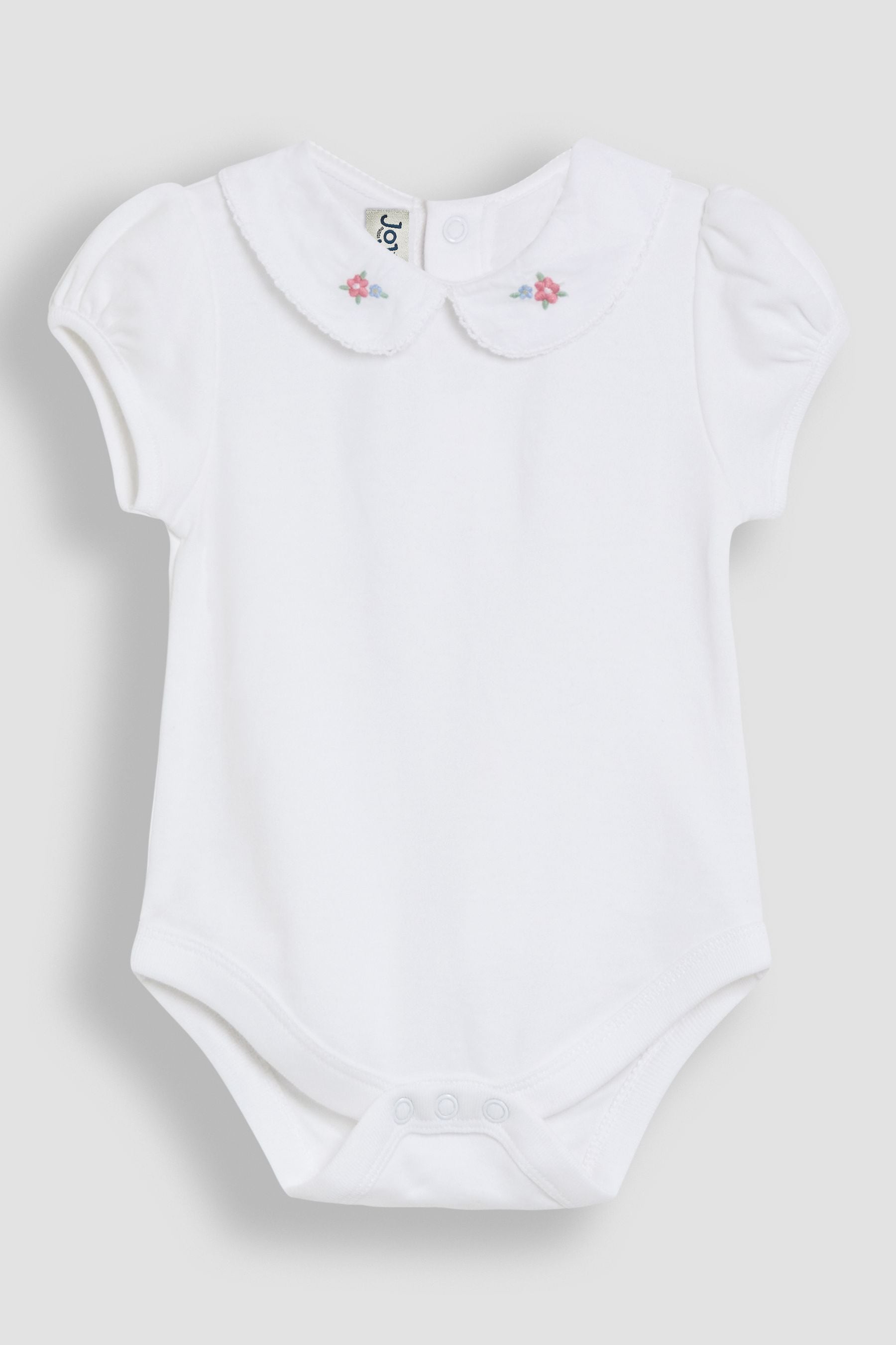 White Floral Print Embroidered Peter Pan Collar Body 6-12 Mths Matron Inn