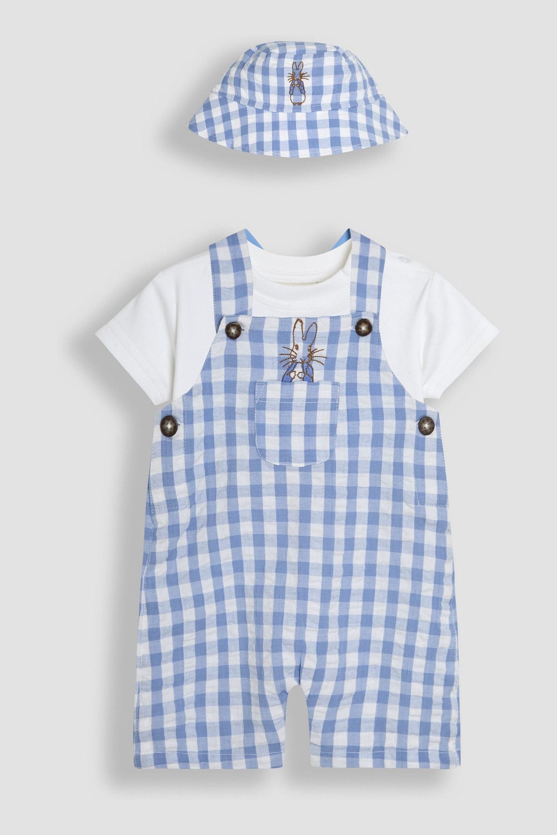Blue 2-Piece Peter Rabbit Gingham Dungarees & Body Set 6-12 Mths Matron Inn