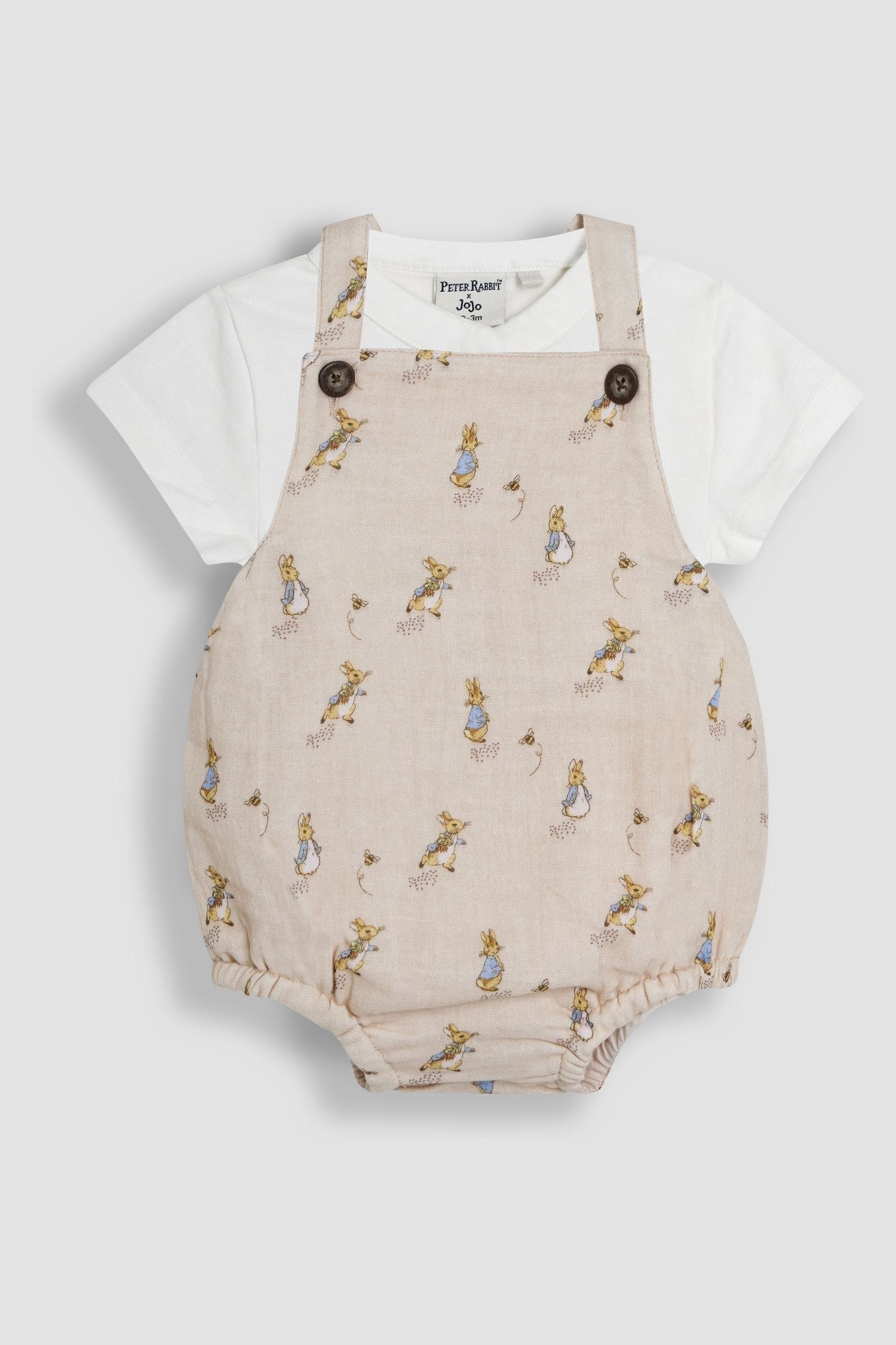 Natural 2-Piece Peter Rabbit Dungarees & Body Set 6-12 Mths Matron Inn