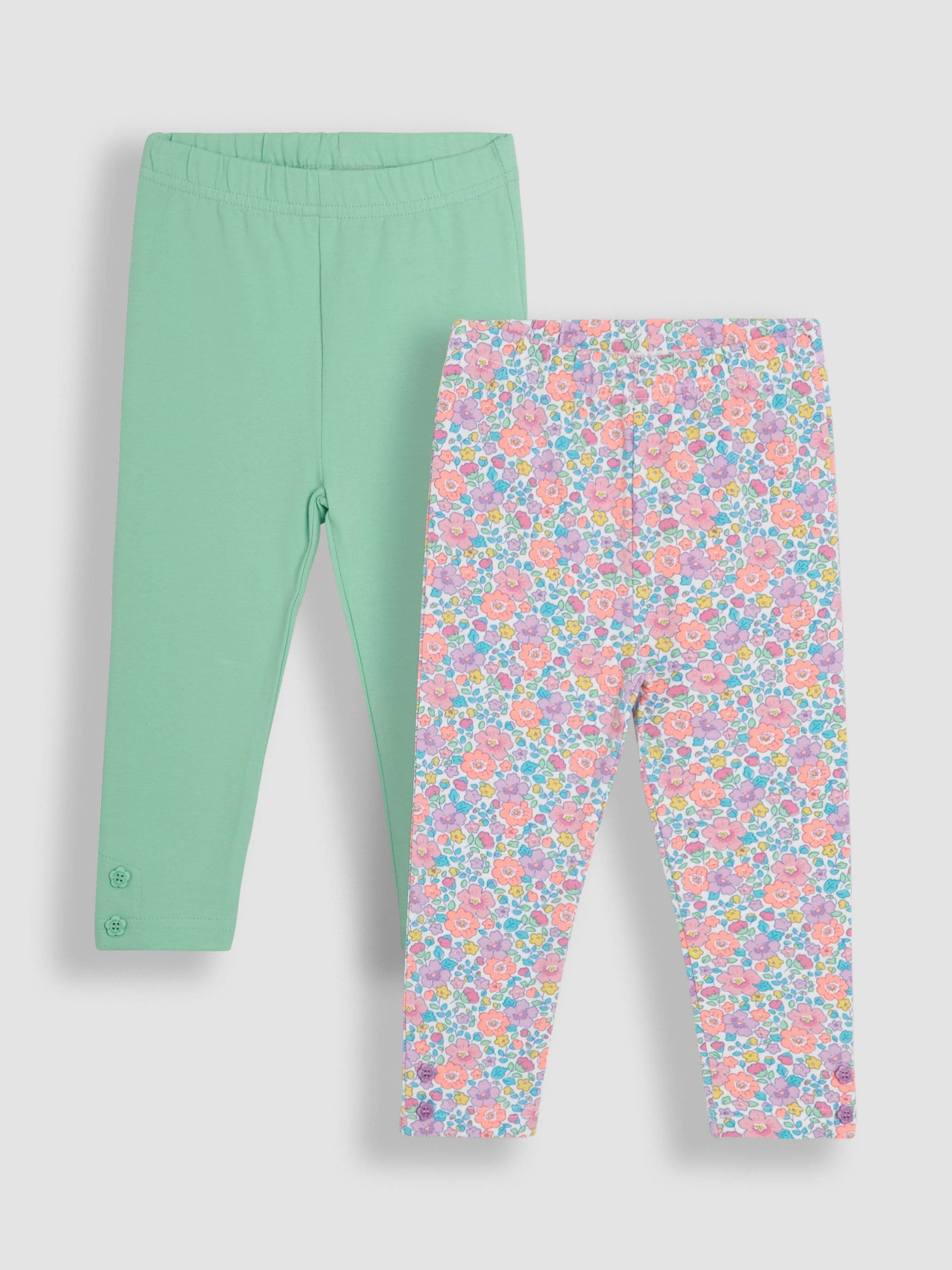 Mint Green Floral Leggings 2 Pack 6-12 Mths