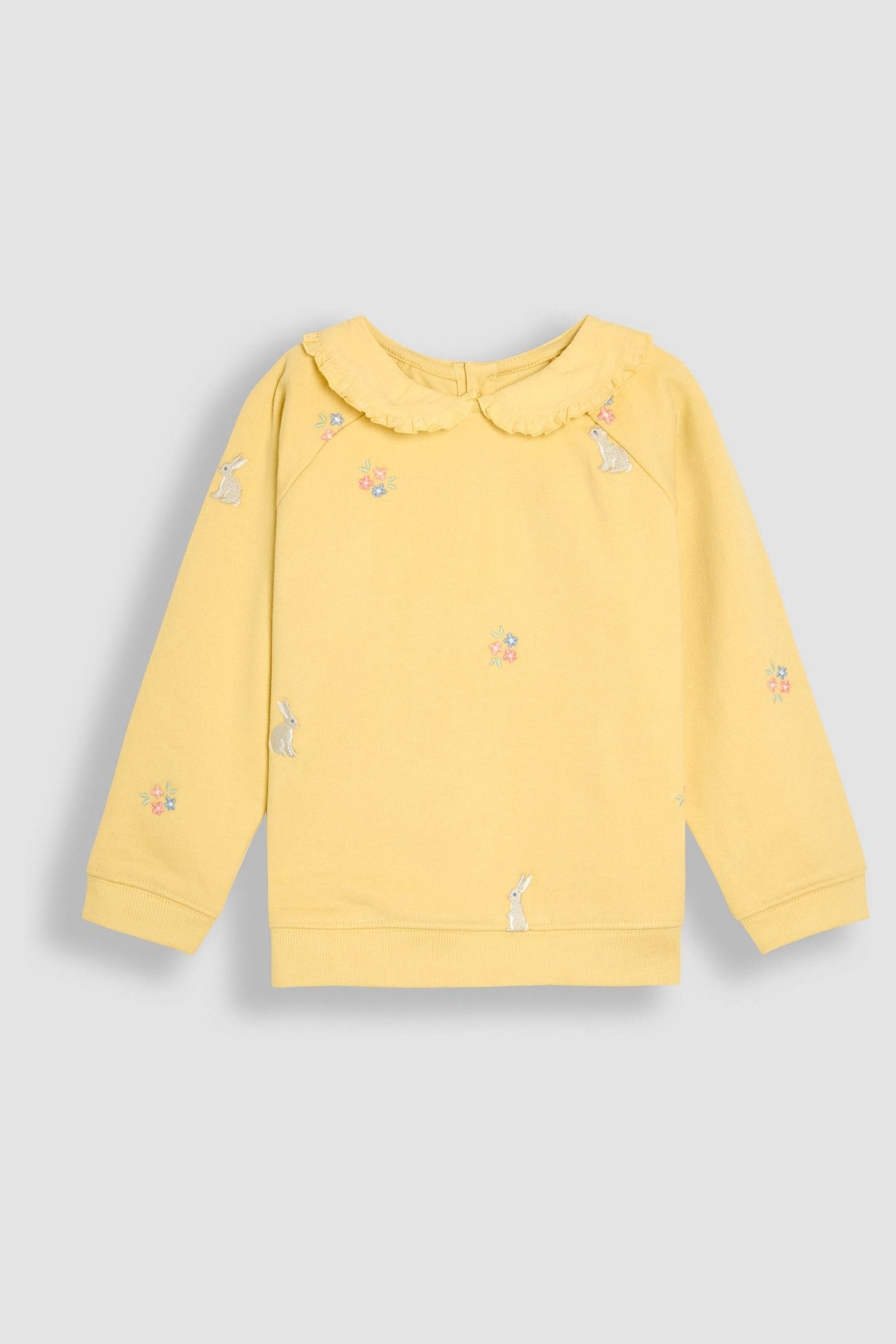 Yellow Bunny Embroidered Peter Pan Collar 100% Cotton Sweatshirt 6-12 Mths Matron Inn