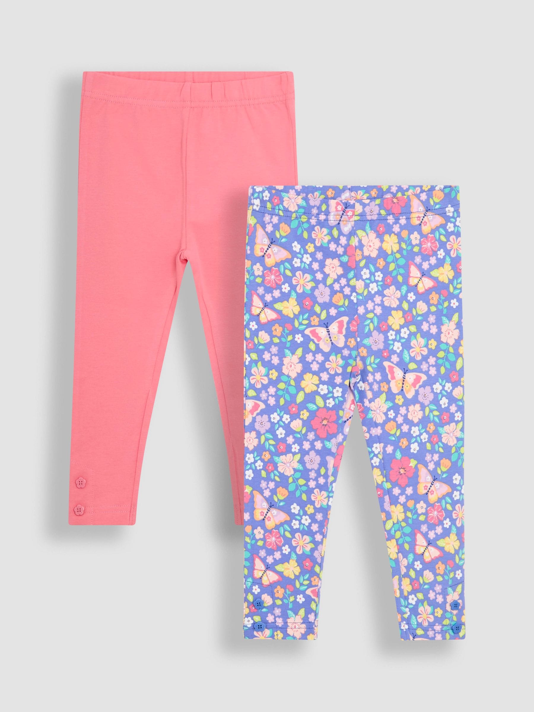 Lilac Purple Butterfly Floral Leggings 2 Pack 6-12 Mths