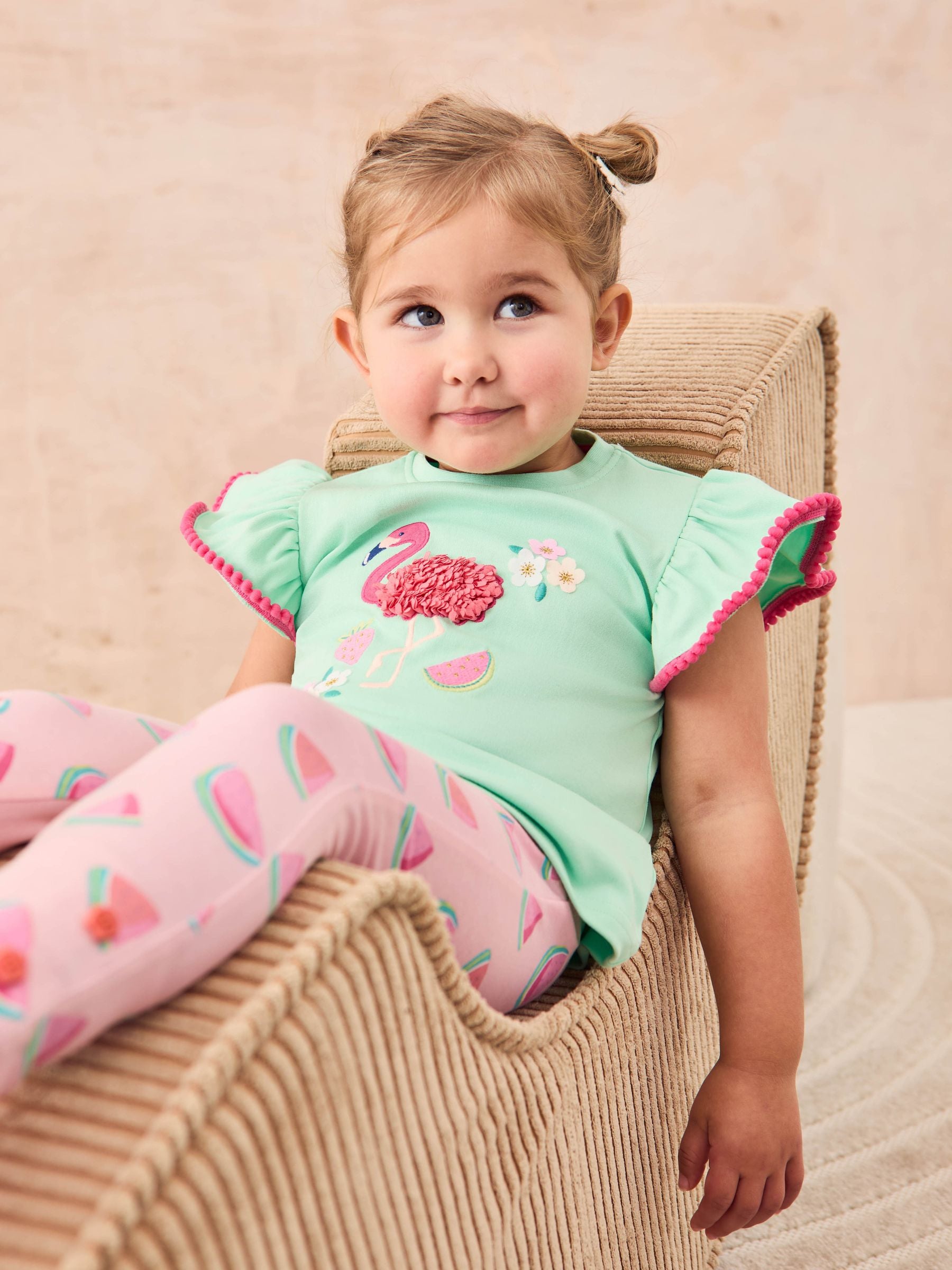 Mint Green Flamingo Appliqué T-Shirt & Leggings Set 2 Piece 6-12 Mths