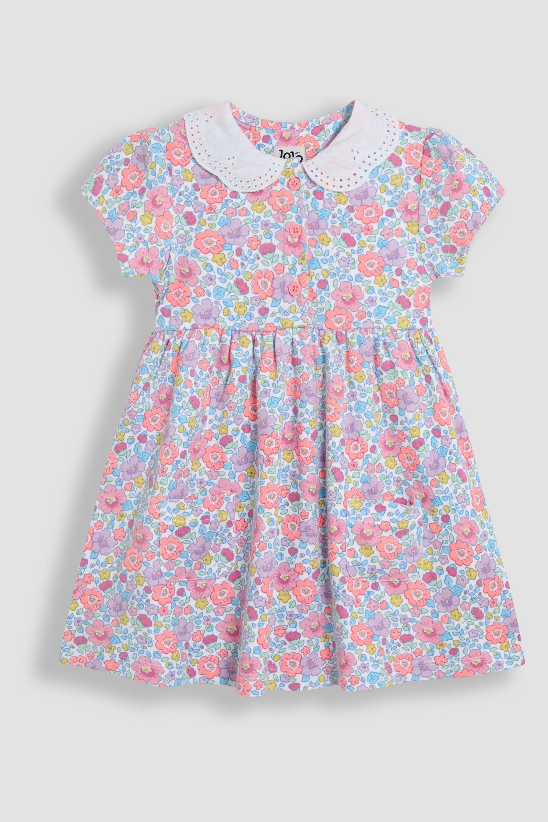 Lilac Purple Floral Print Peter Pan Collar Button Front Dress 6-12 Mths Matron Inn