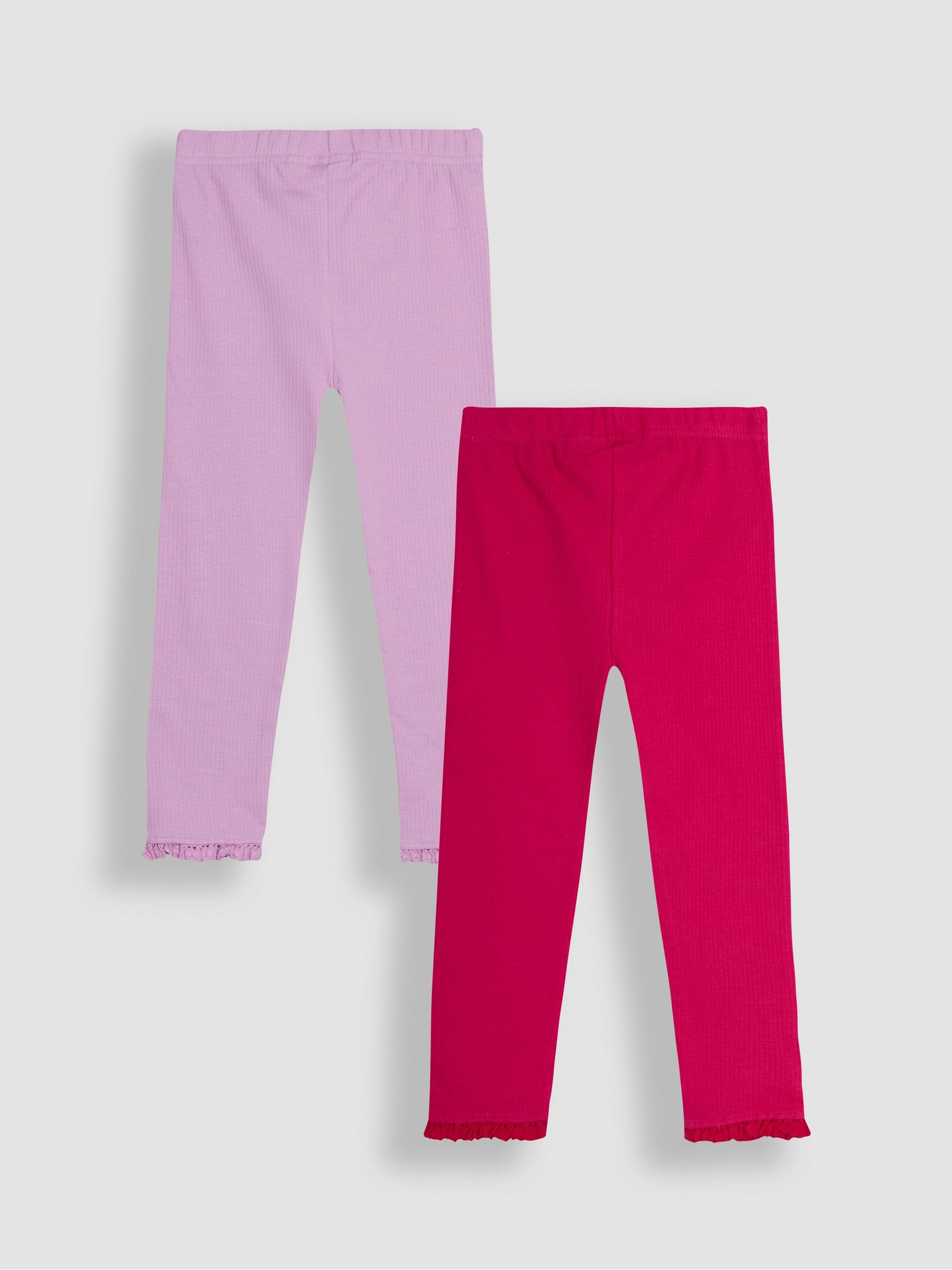 Fuchsia Pink 2-Pack Rib Leggings 6-12 Mths