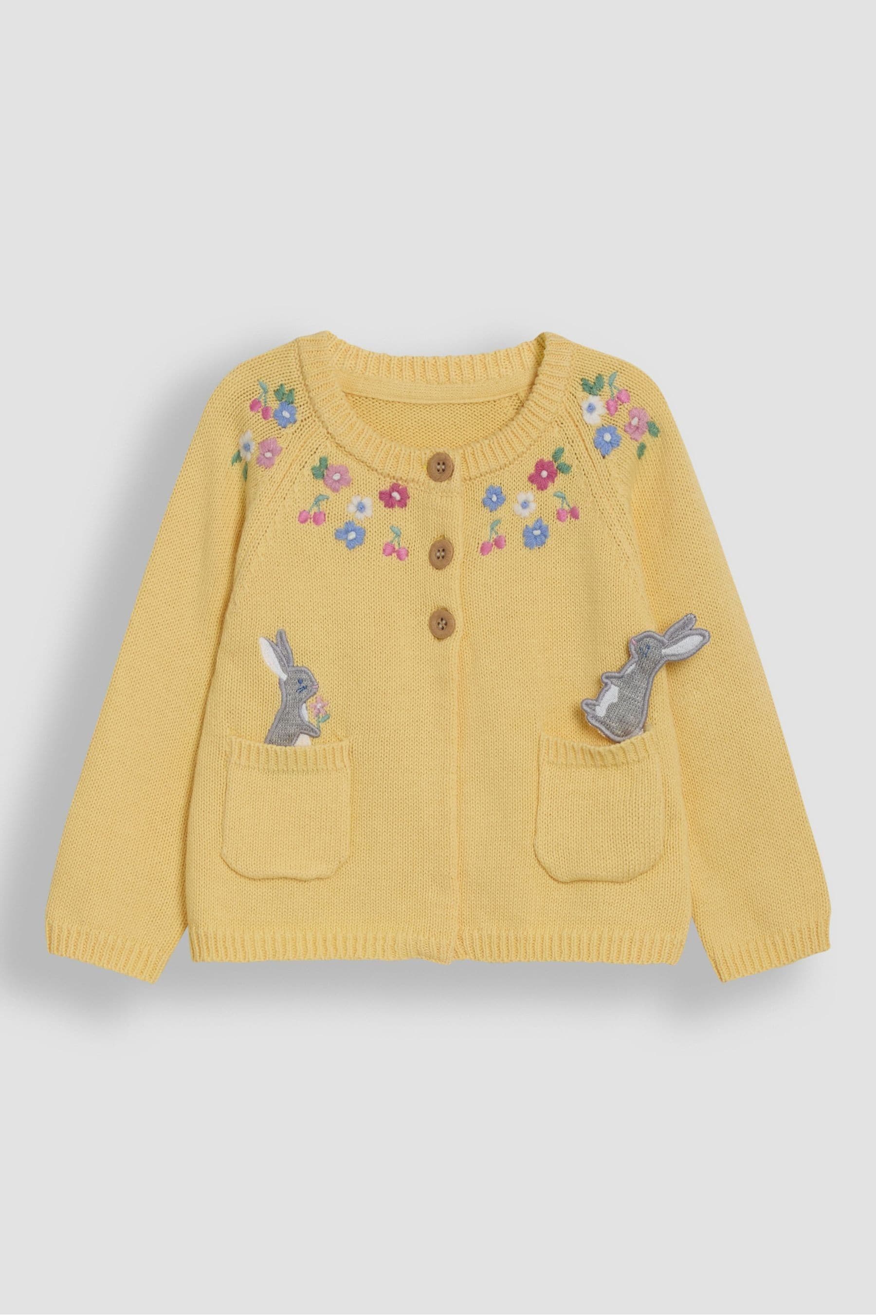 Yellow Bunny Applique Pet in Pocket Character Cardigan 6-12 Mths Matron Inn